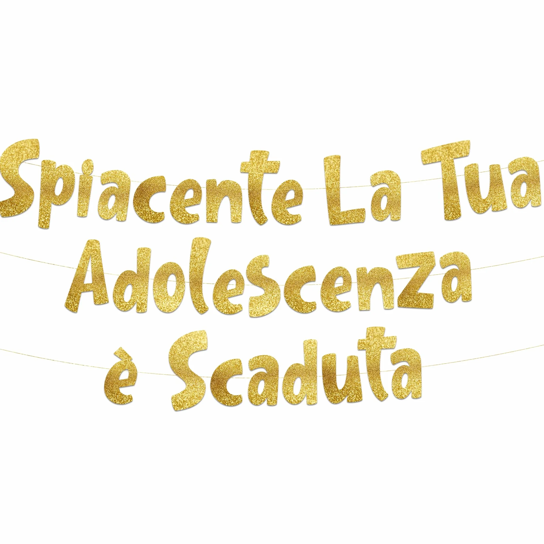 18° Compleanno Striscione "La Tua Adolescenza È Scaduta" Oro Glitterato – Decorazioni Compleanno Divertenti, Gadget & Regali per Lei e Lui