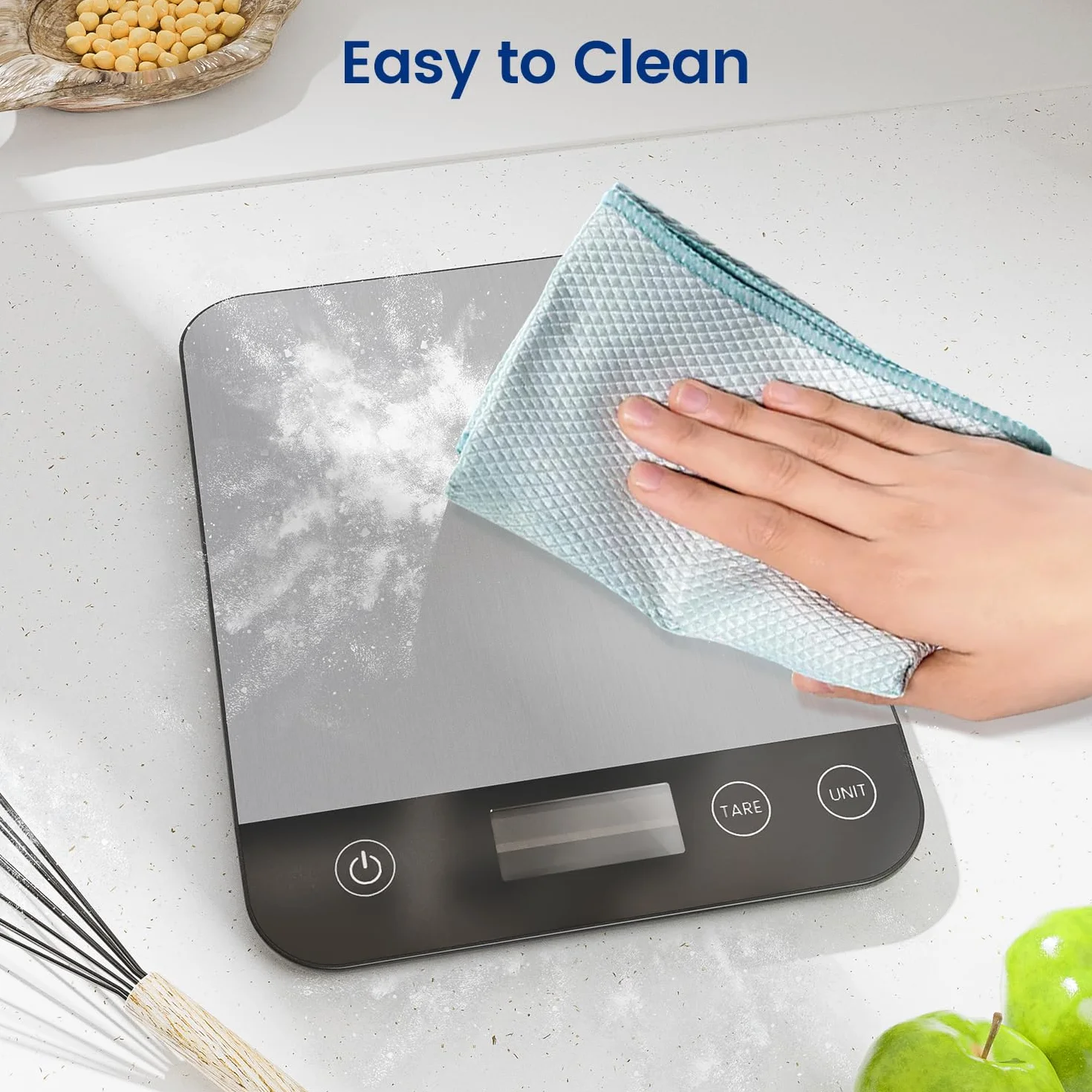 Bilancia Cucina Digitale Ricaricabile 15KG USB C Alta Precisione 1g/0.1oz Funzione Tare