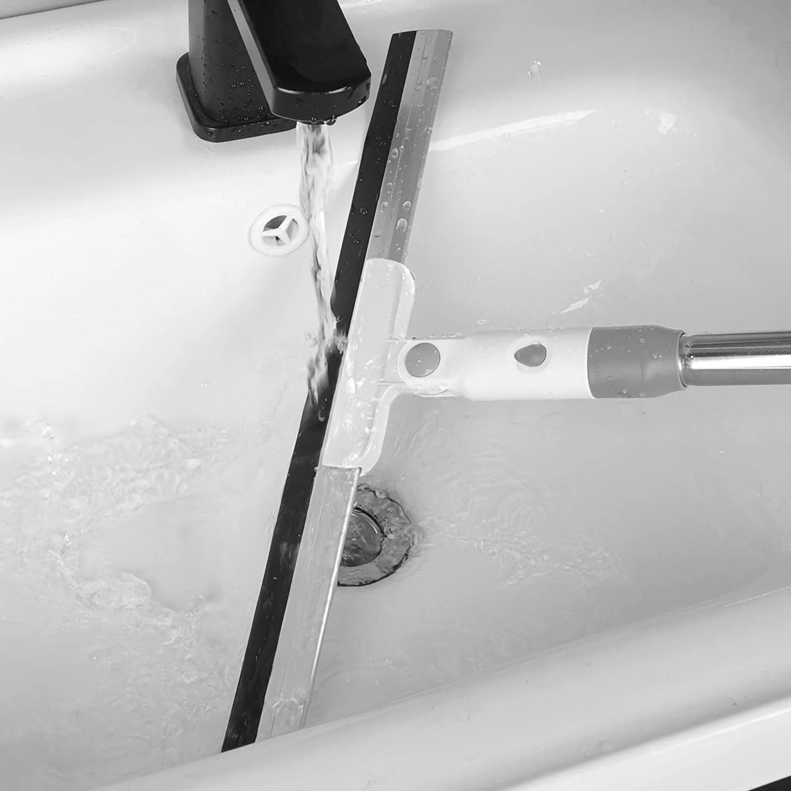 Tergipavimento con Manico in Gomma per Impieghi Gravosi Spingiacqua con Spazzola per Pavimenti