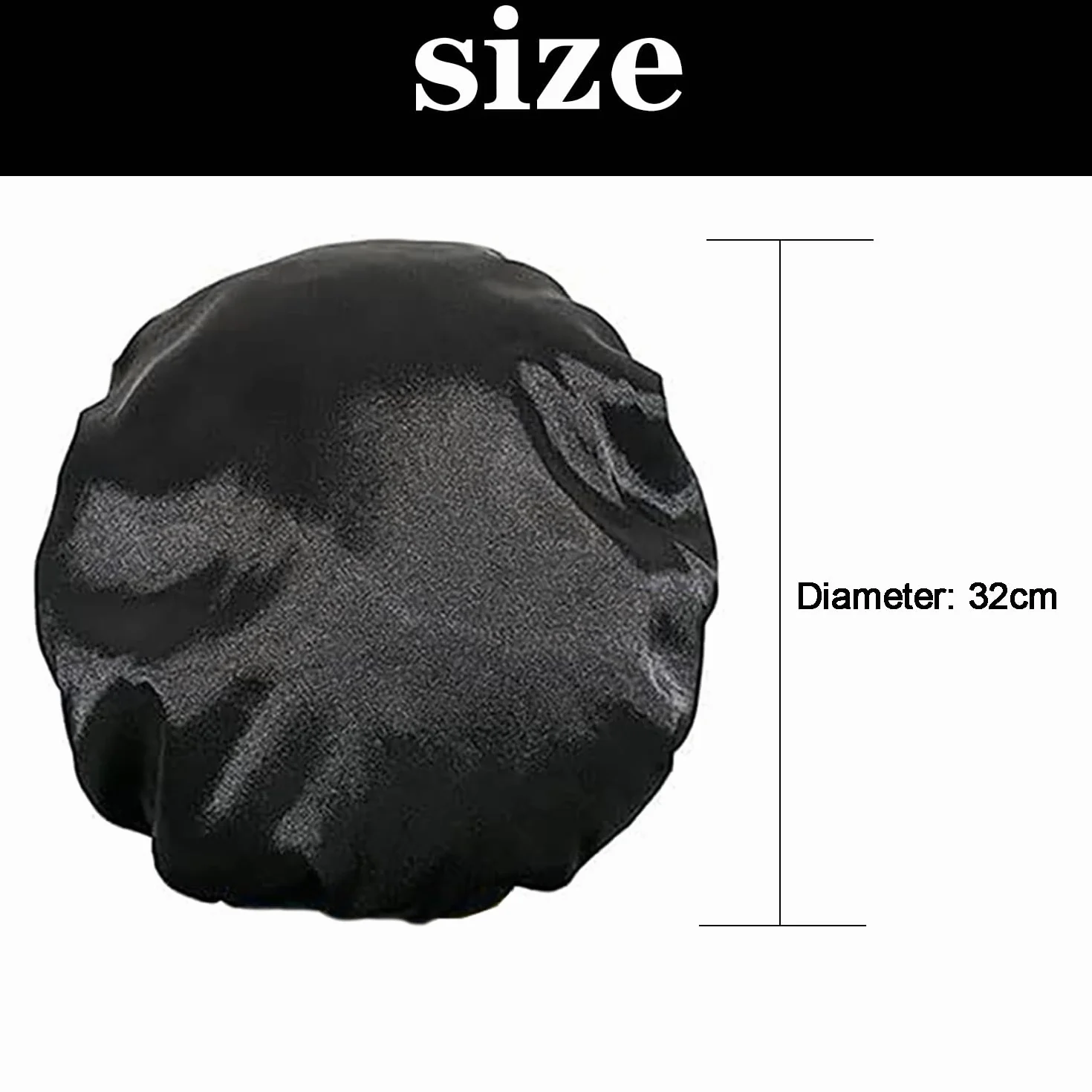 Cuffia Seta Capelli Ricci,Silk Bonnet,Berretto da Notte Raso Elastico per Dormire Cappello da Notte per Donna Berretto da Notte Raso per Donna Ragazza(Nero)