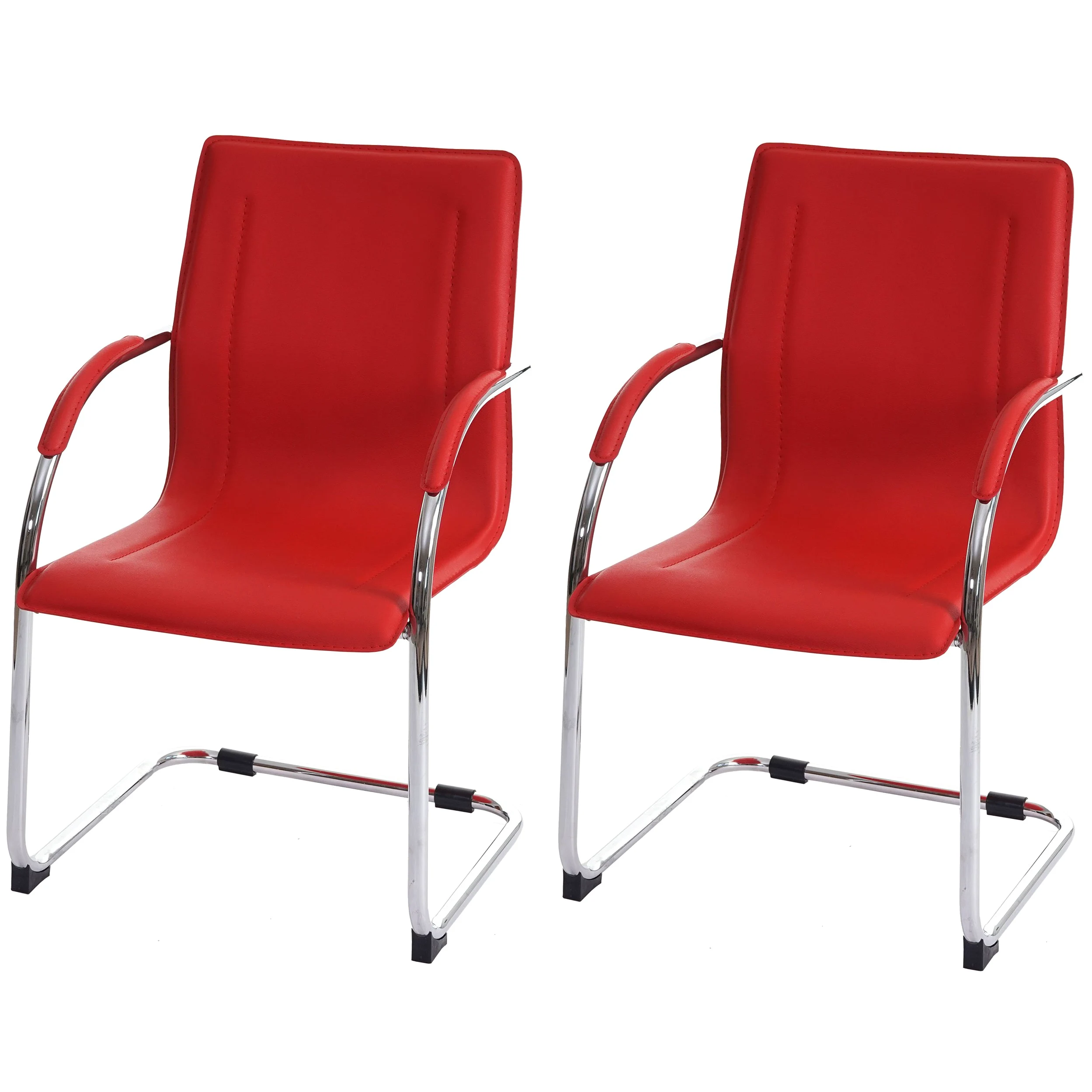 Mendler Set 2X sedie Ufficio Sala Attesa Studio a Slitta Samara Acciaio 56x56x93cm - Rosso