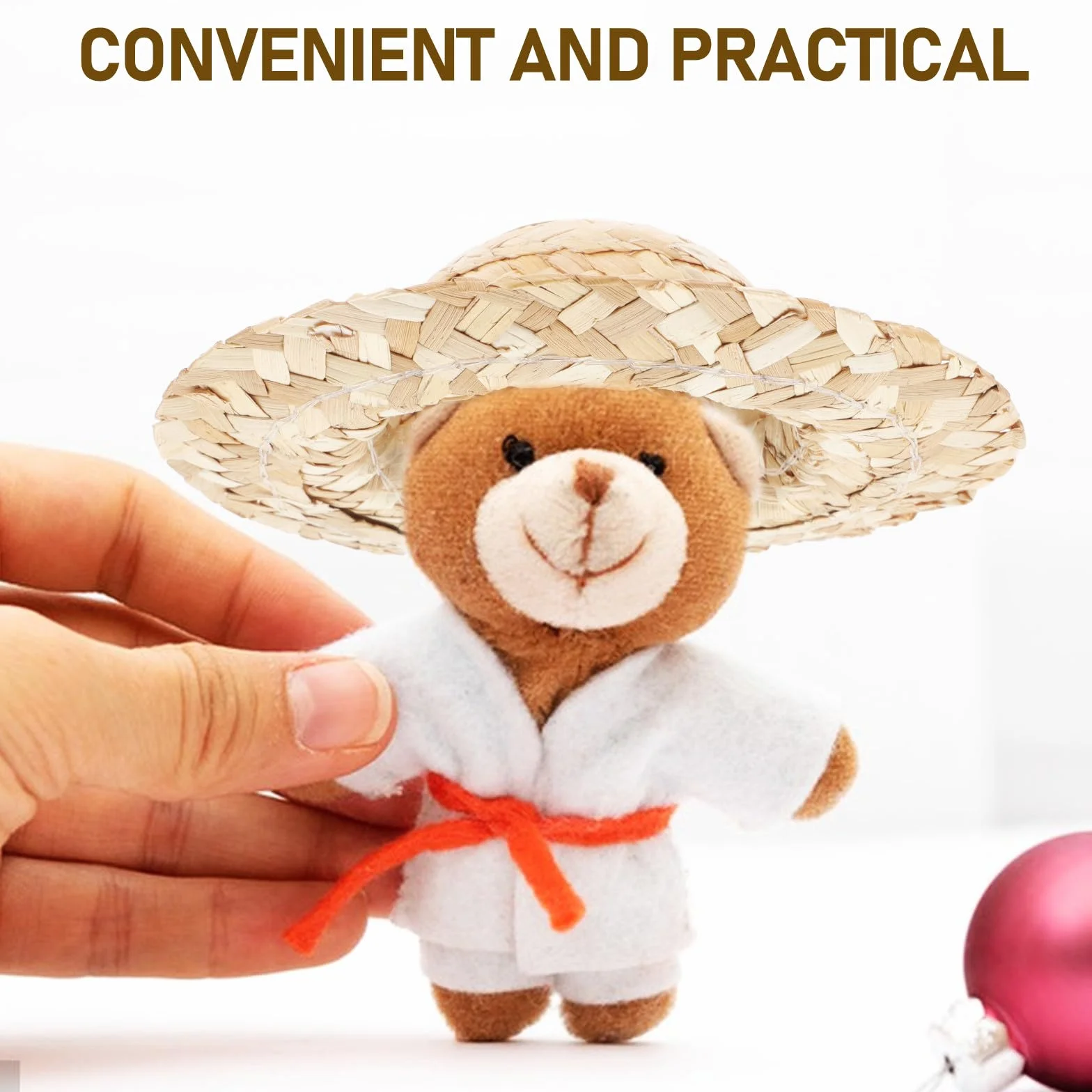COHEALI Cappello di Paglia Accessorio Adorabile in Paglia Mini Fatto a Mano Facile da Trasportare per Bambole e Peluche Anatra per Feste e Progetti Fai da Te