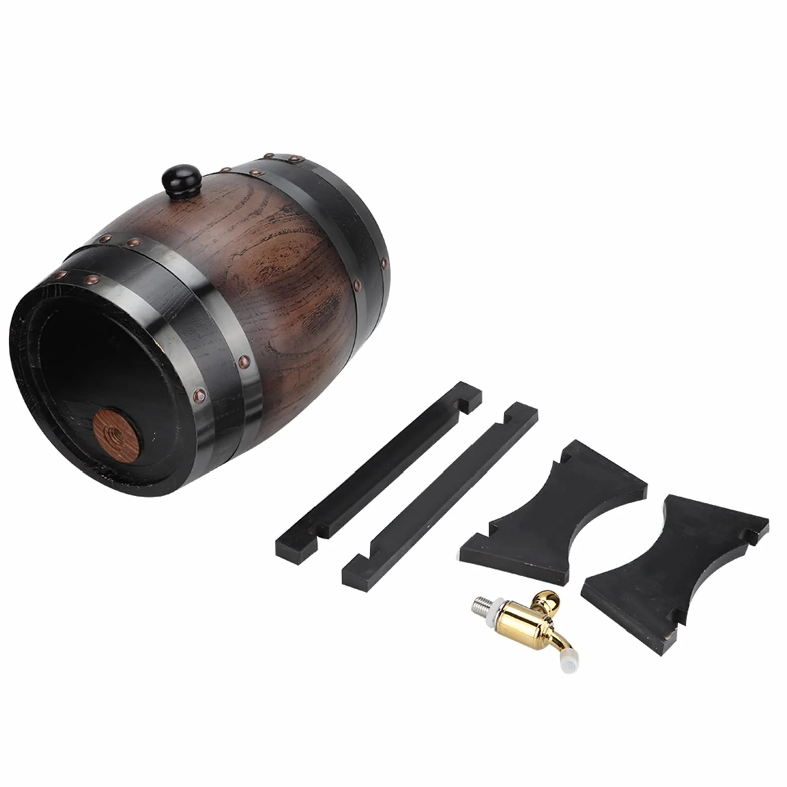 Botte di vino 3L Legno di quercia vintage Botte di vino Brandy Contenitore di whisky Bourbon Tequila Botte di rovere Secchiello per vino con rubinetto erogatore
