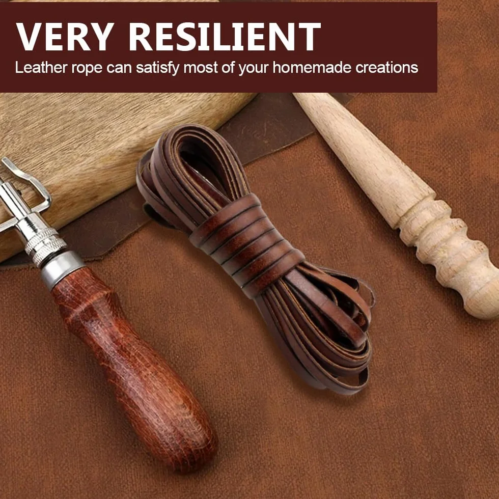Cordino Cuoio 5 mm x 5 m, Laccio Pelle, Corda Marrone Pelle, Stringa Cuoio per Gioielli