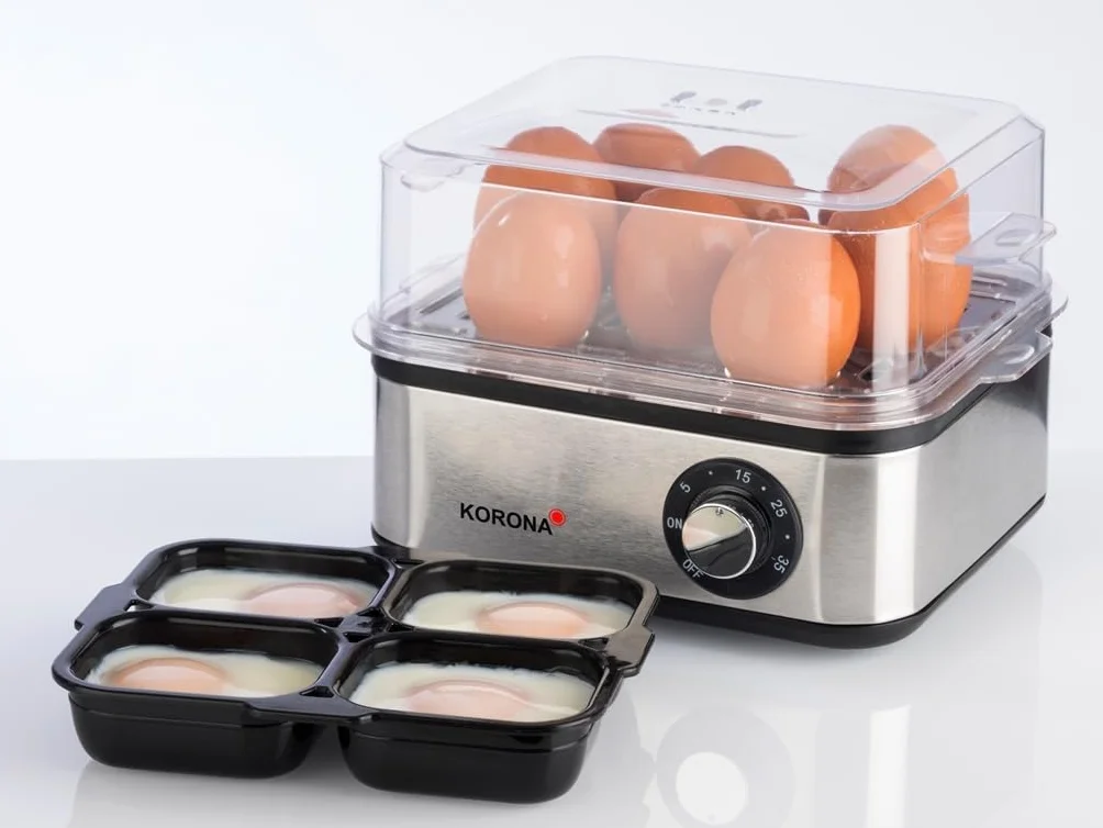Korona 25303 Mini piroscafo e cuociuova in acciaio inox | Piccolo smorzatore per verdure | Fornello professionale per fino a 16 uova