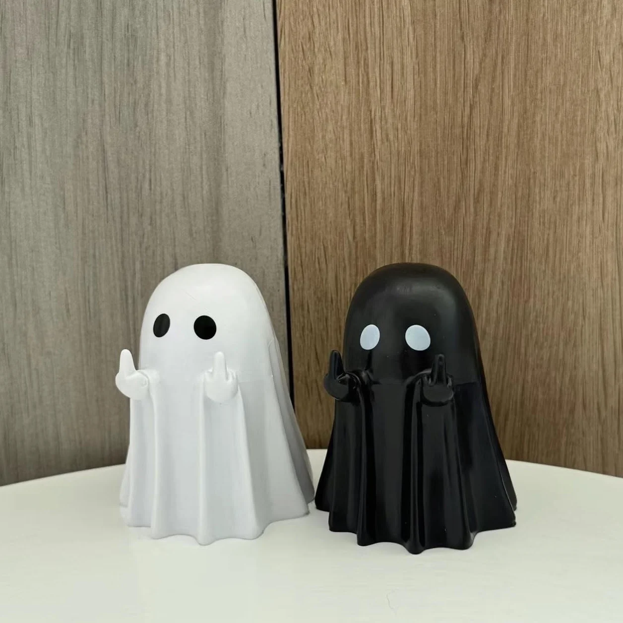 Halloween Ghost Statuettes Black White Funny Statue Table Decor Home Decoration
