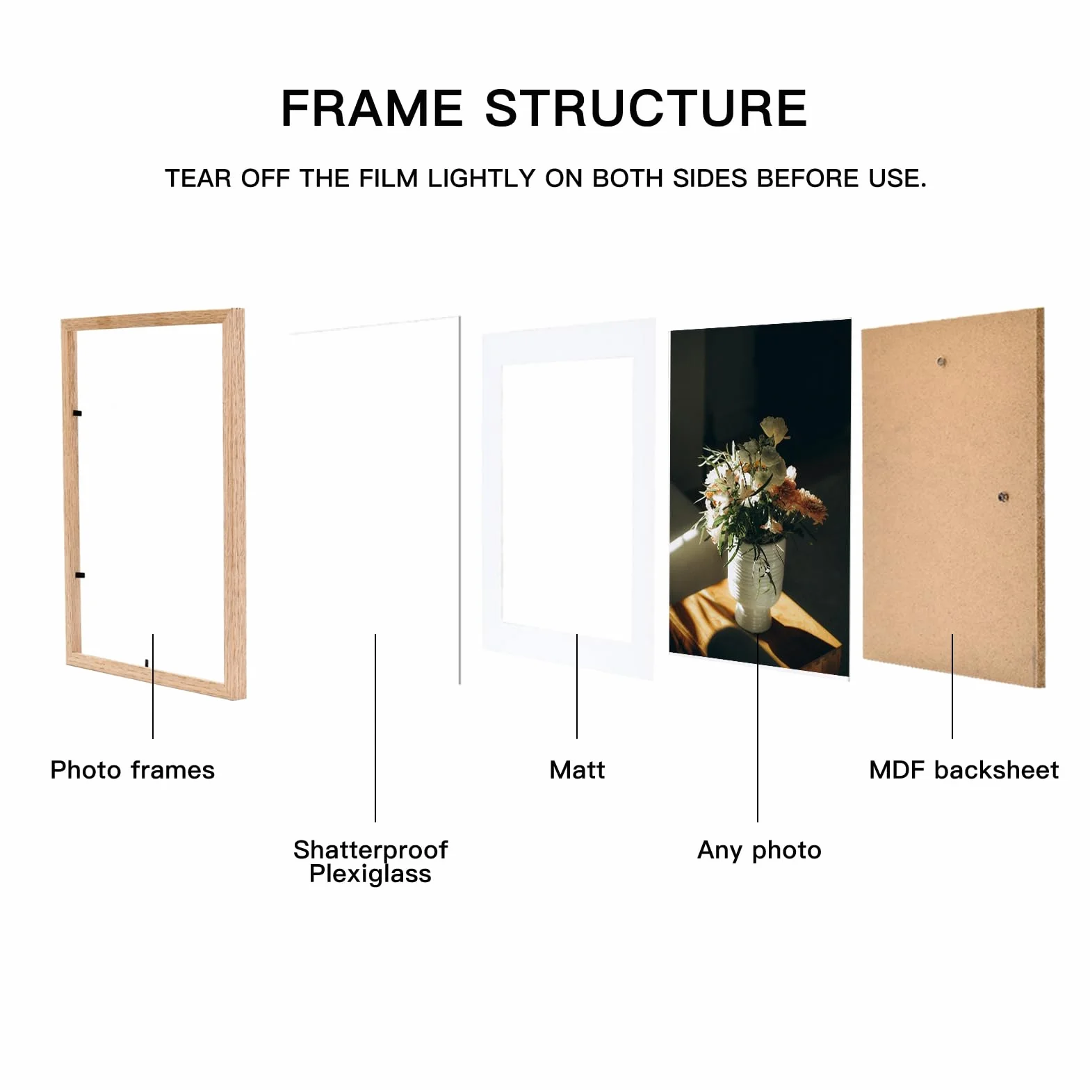 Cornice portafoto in legno rovere 30x40 cm con vetro acrilico