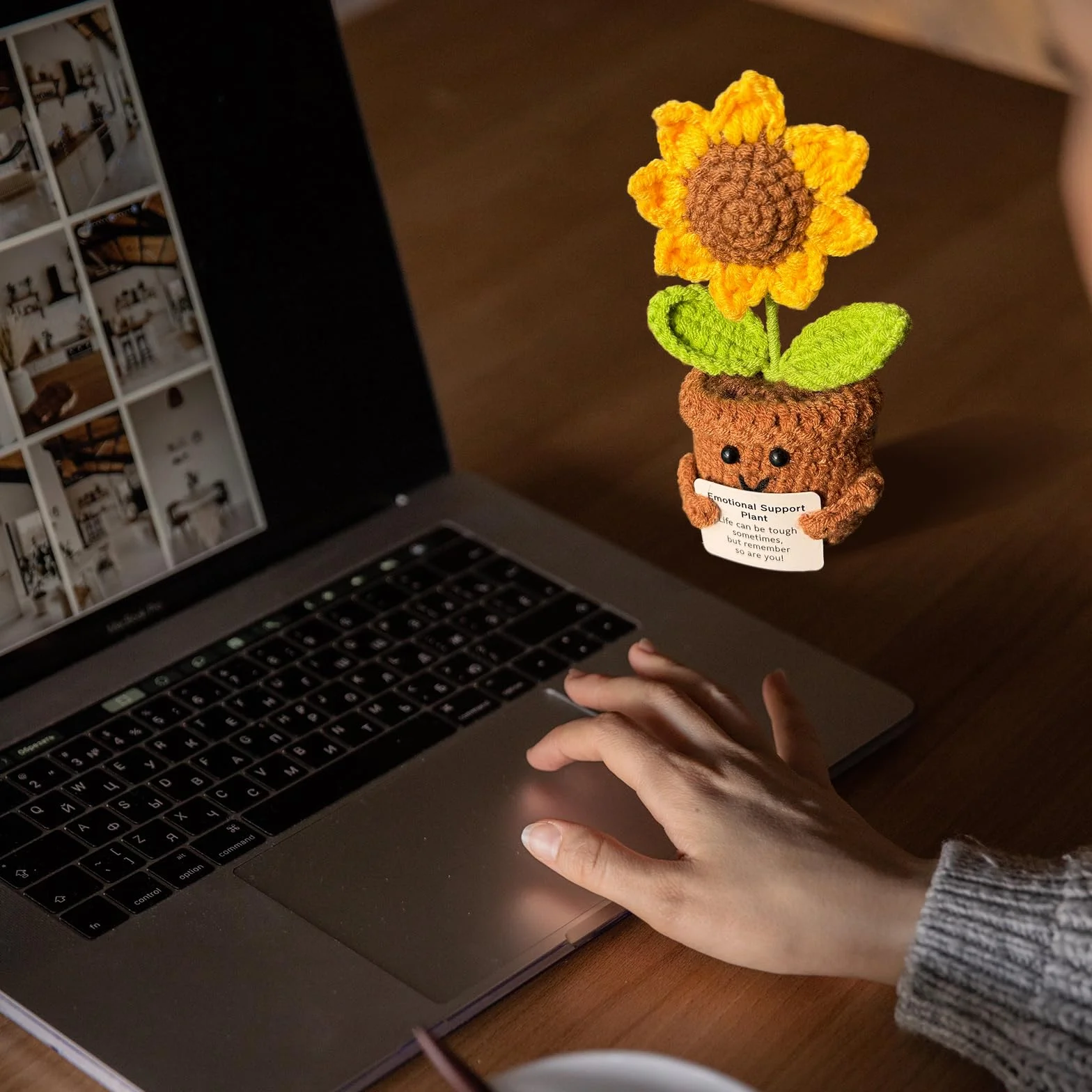 Regalo Girasole Decorazioni da Scrivania Fiori all'Uncinetto Regalo per Lui Lei Compleanno Natale San Valentino