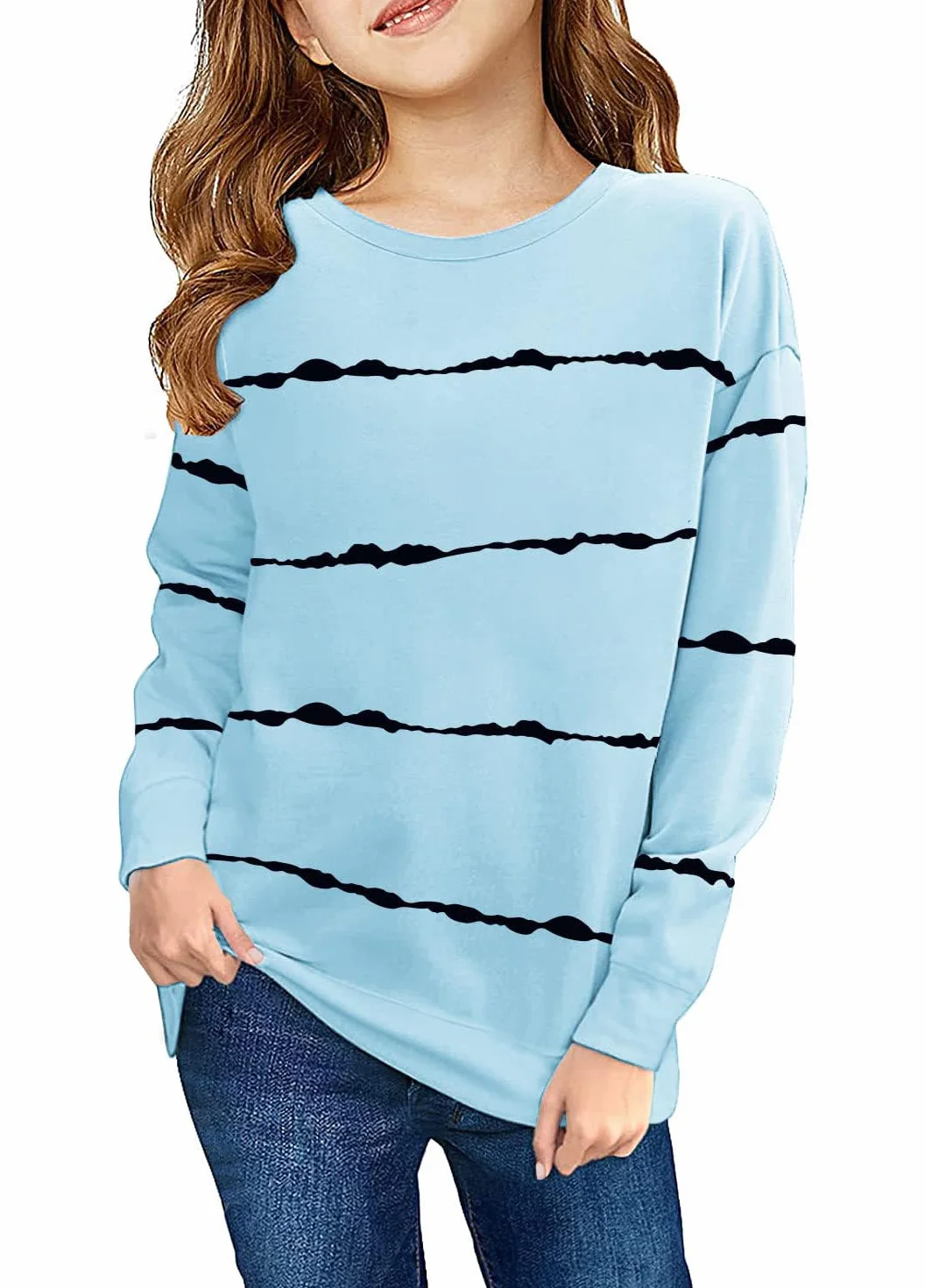 Felpa Ragazze Strisce Girocollo Bambini Maglione Casual Manica Lunga Top