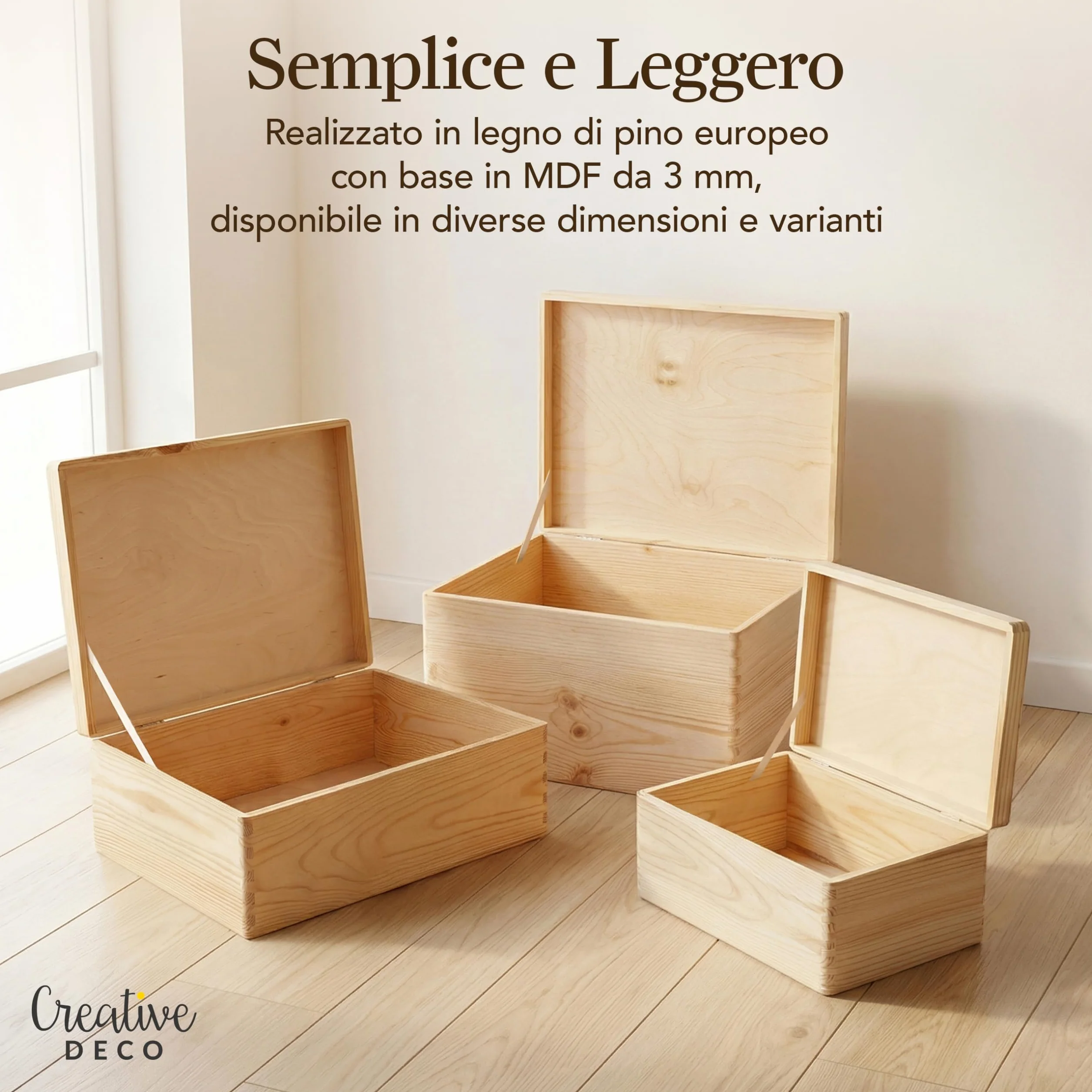 Creative Deco XXL Scatola Legno con Coperchio 40x30x24 cm non Verniciato da Decorare Ruvido