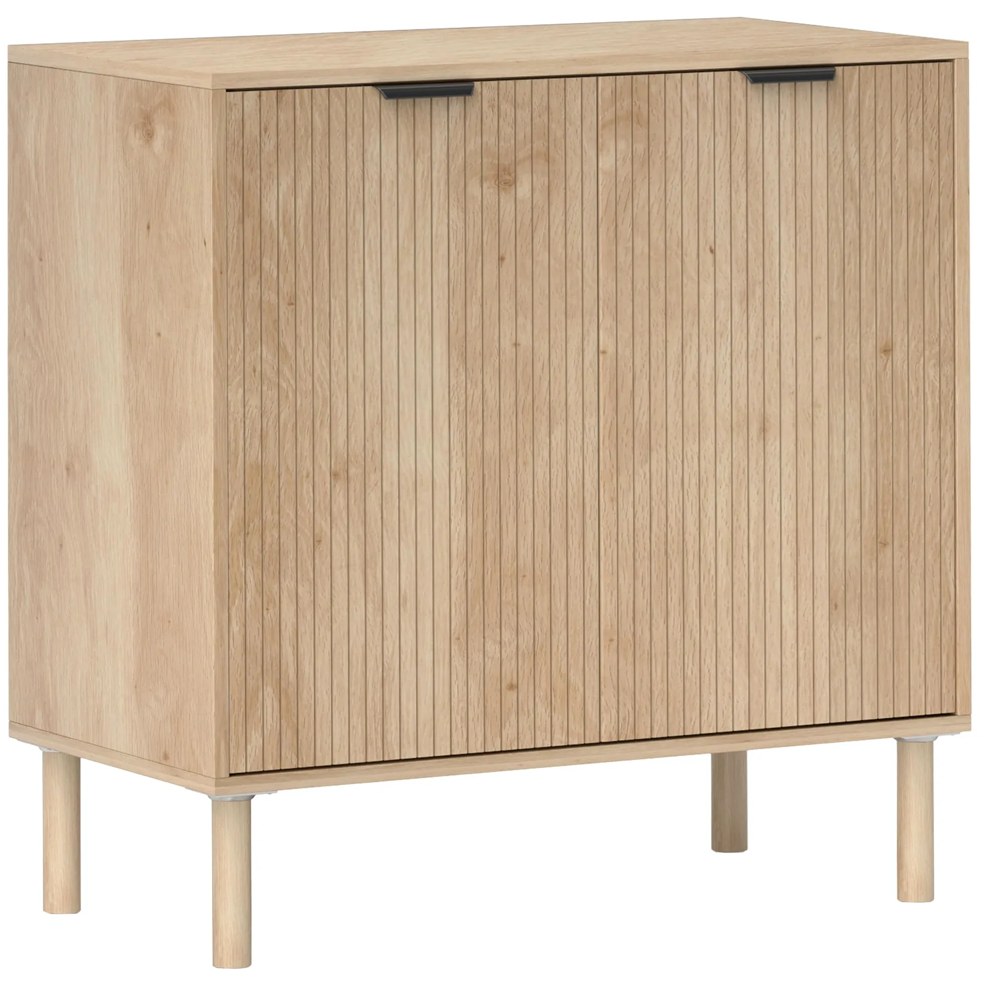 HOMCOM Mobiletto Multiuso a 2 Livelli con Ripiano Regolabile su 3 Livelli, Mobile Contenitore con Gambe in Legno di Pino, per Soggiorno e Camera da Letto, 78x40x77.5 cm, Color Rovere