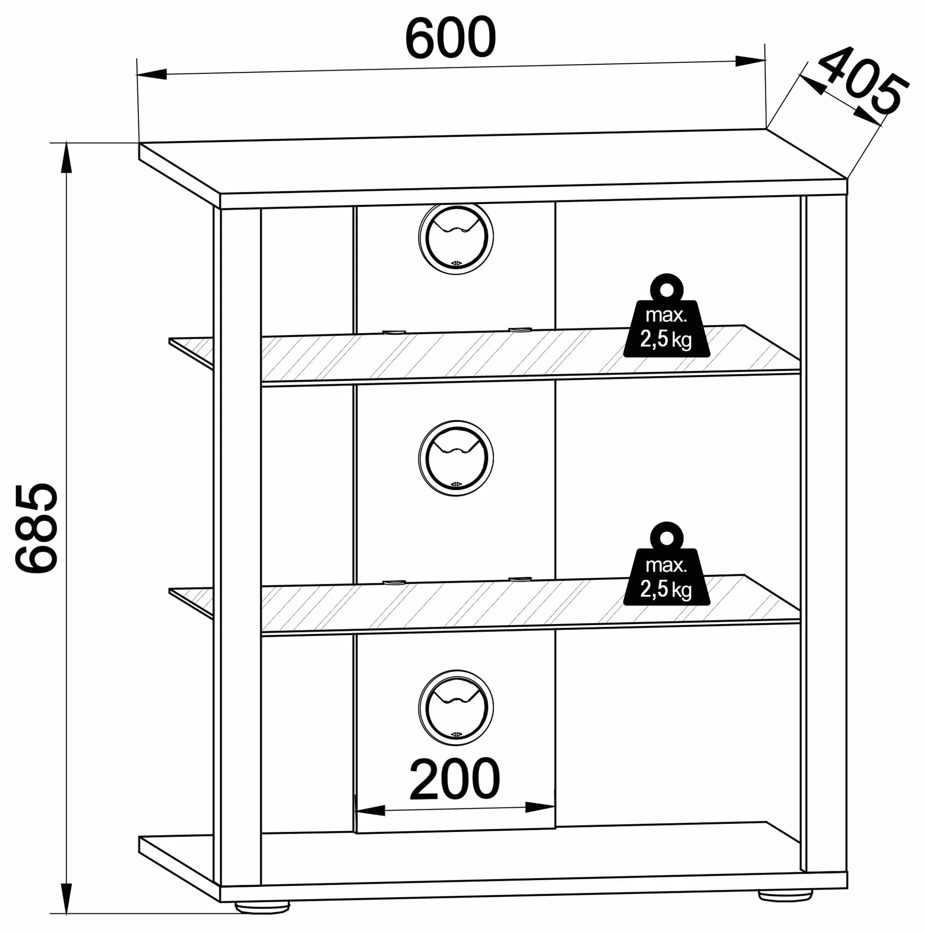 VCM Mobiletto Rack HiFi Scaffale Phono Scaffale Phono Media in Vetro Folas Mobiletto Rack HiFi Scaffale Phono Scaffale Phono Media in Vetro Folas Bianco