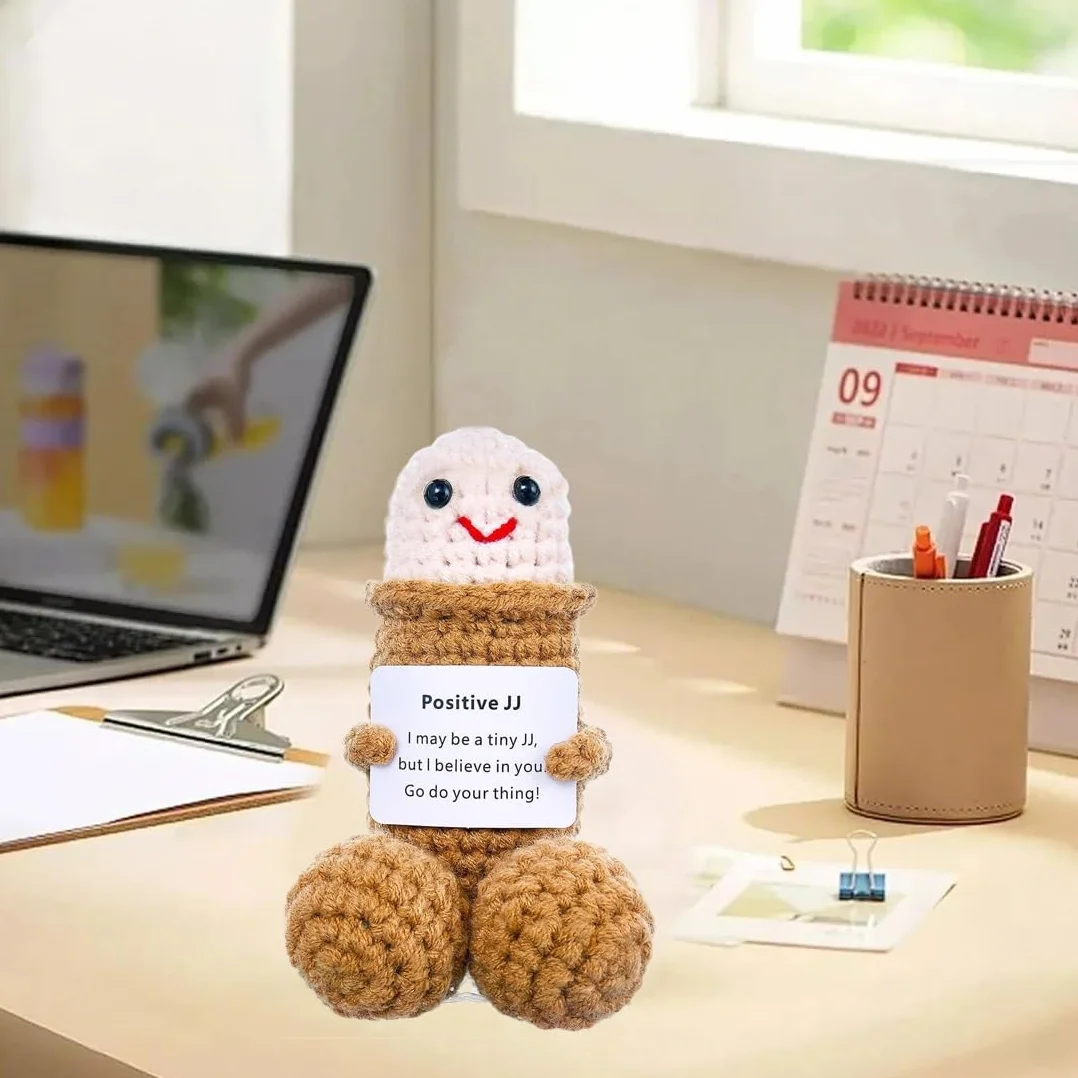 Positive Anatre Idea Regalo Compleanno- Creative Knitted Positive Anatre Doll- Gadget Scrivania Carino Portafortuna, Regali Originali per Laurea Collega Sorella Amica Ufficio