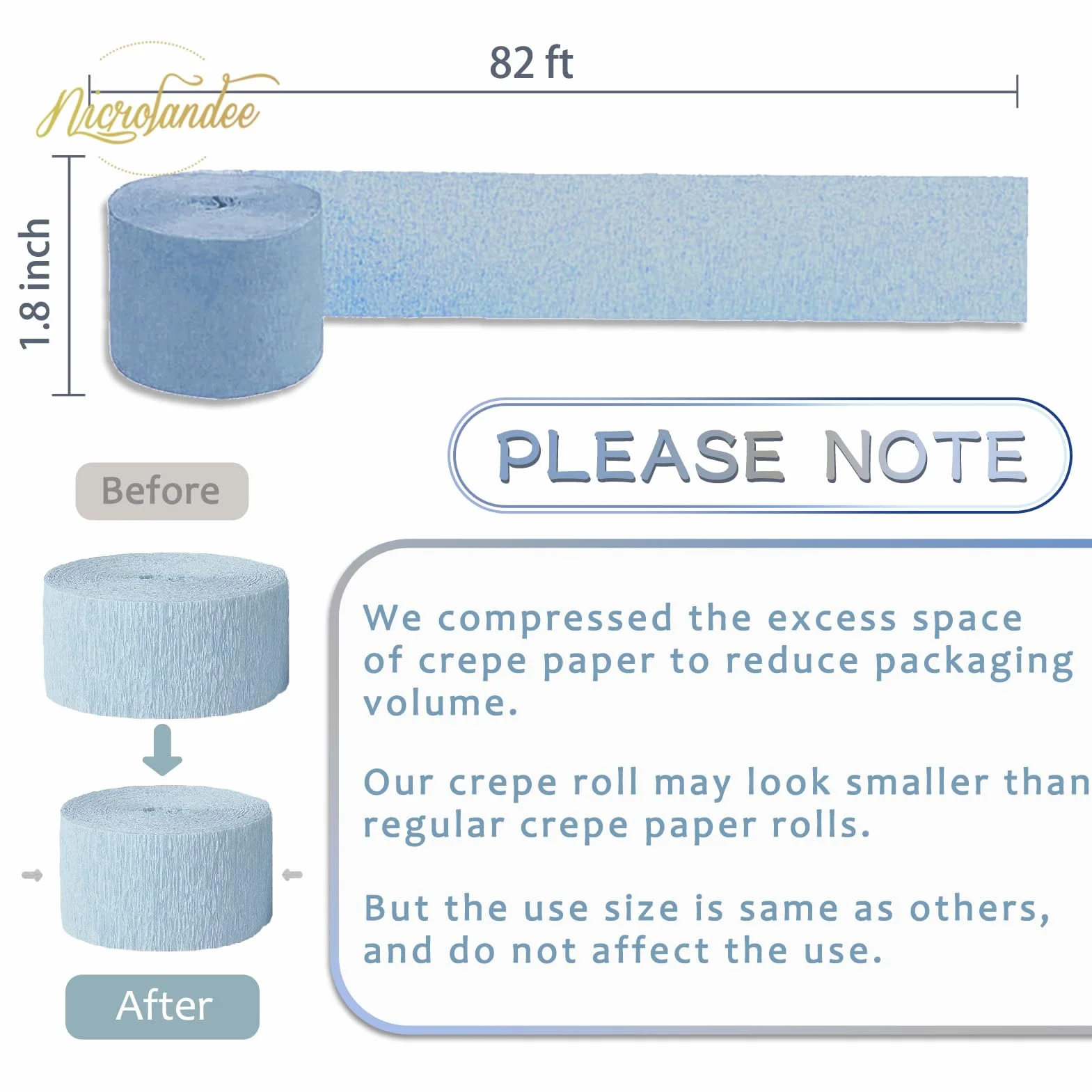 NICROLANDEE Carta Crespa Blu Polvere 5 Rotoli Decorazioni Matrimonio Compleanno Something Blue