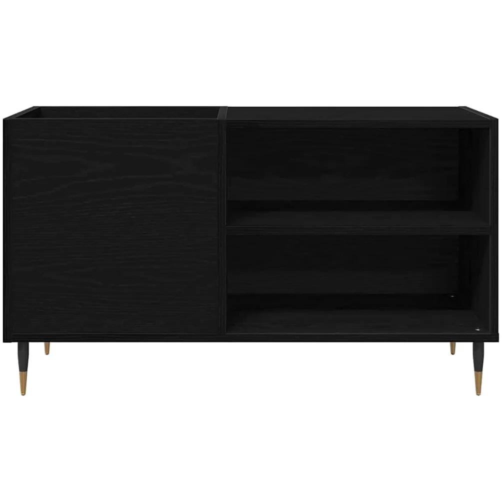 Armadietto per vinili, effetto rovere, 85 x 38 x 48 cm, in legno con 3 ripiani, porta con cerniere, stabile rack HiFi per soggiorno, ufficio e home theatre