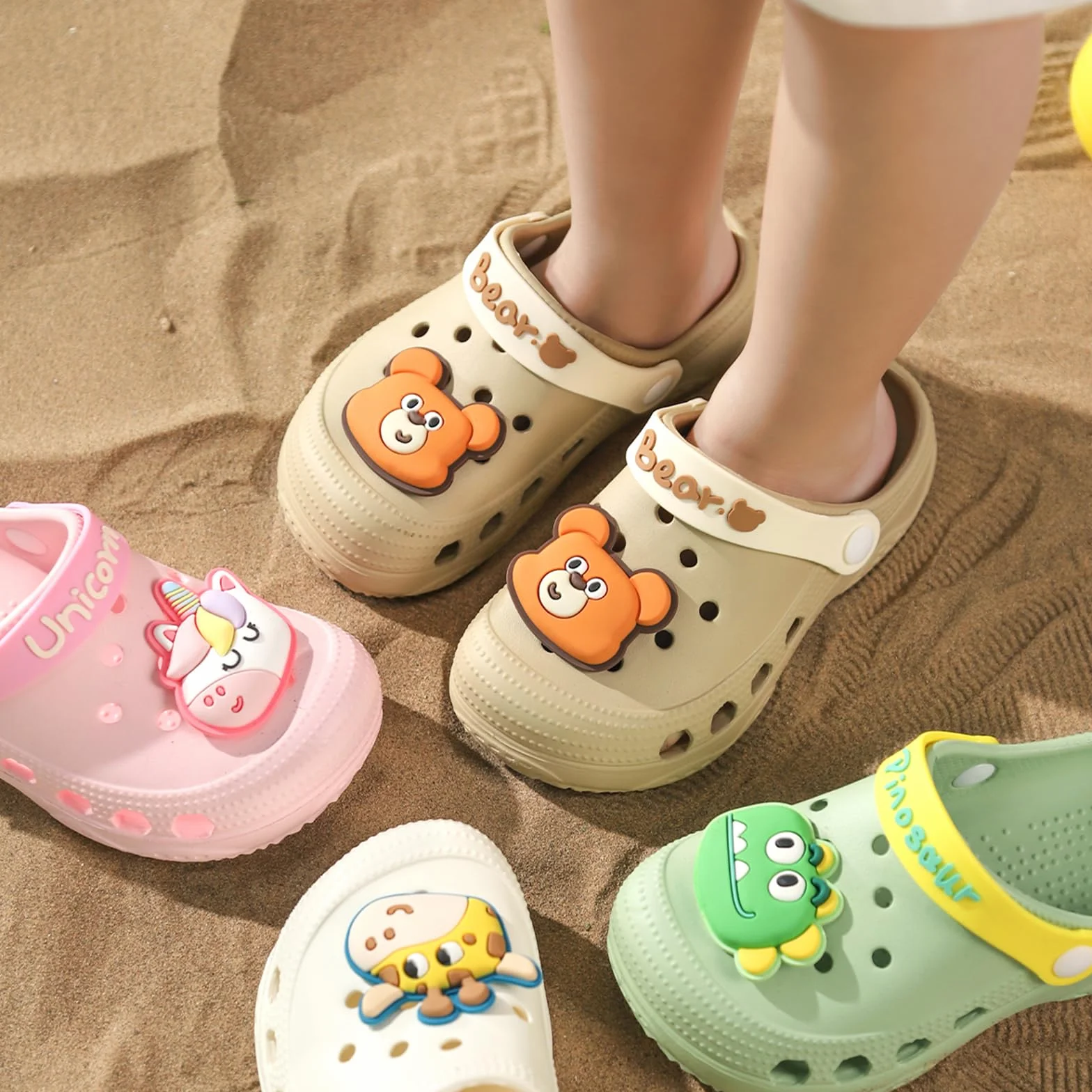 Meik Mangni Zoccoli per Bambini Sabot Estate Scarpe da Giardino Ragazzi Ragazze Antiscivolo Sandali da Spiaggia Carino Ciabatte 19-33 EU