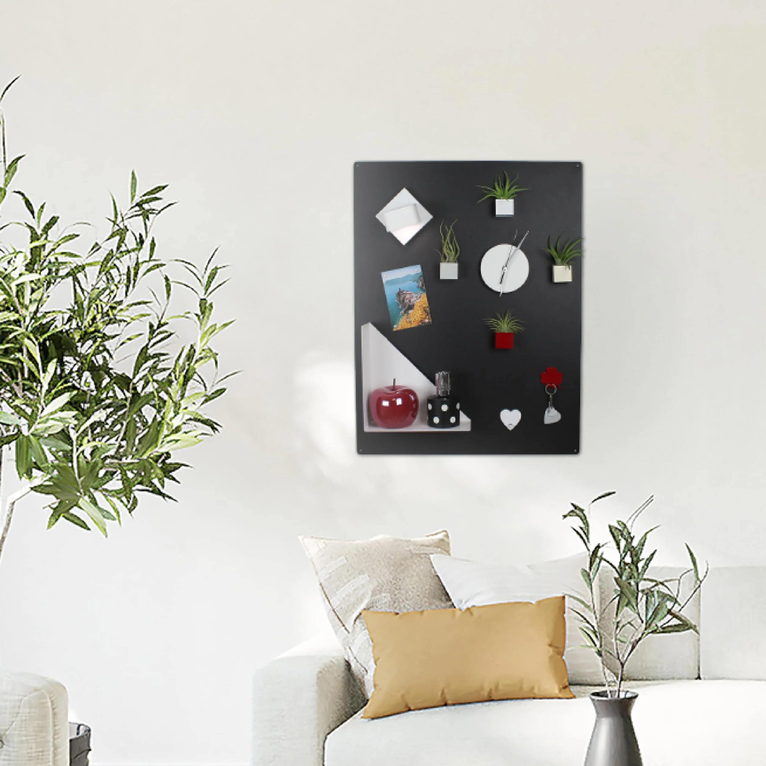 KalaMitica - Lavagna Magnetica da Parete - Scrivibile con Gessetti e Cancellabile - Nero Antracite - 74x57 cm