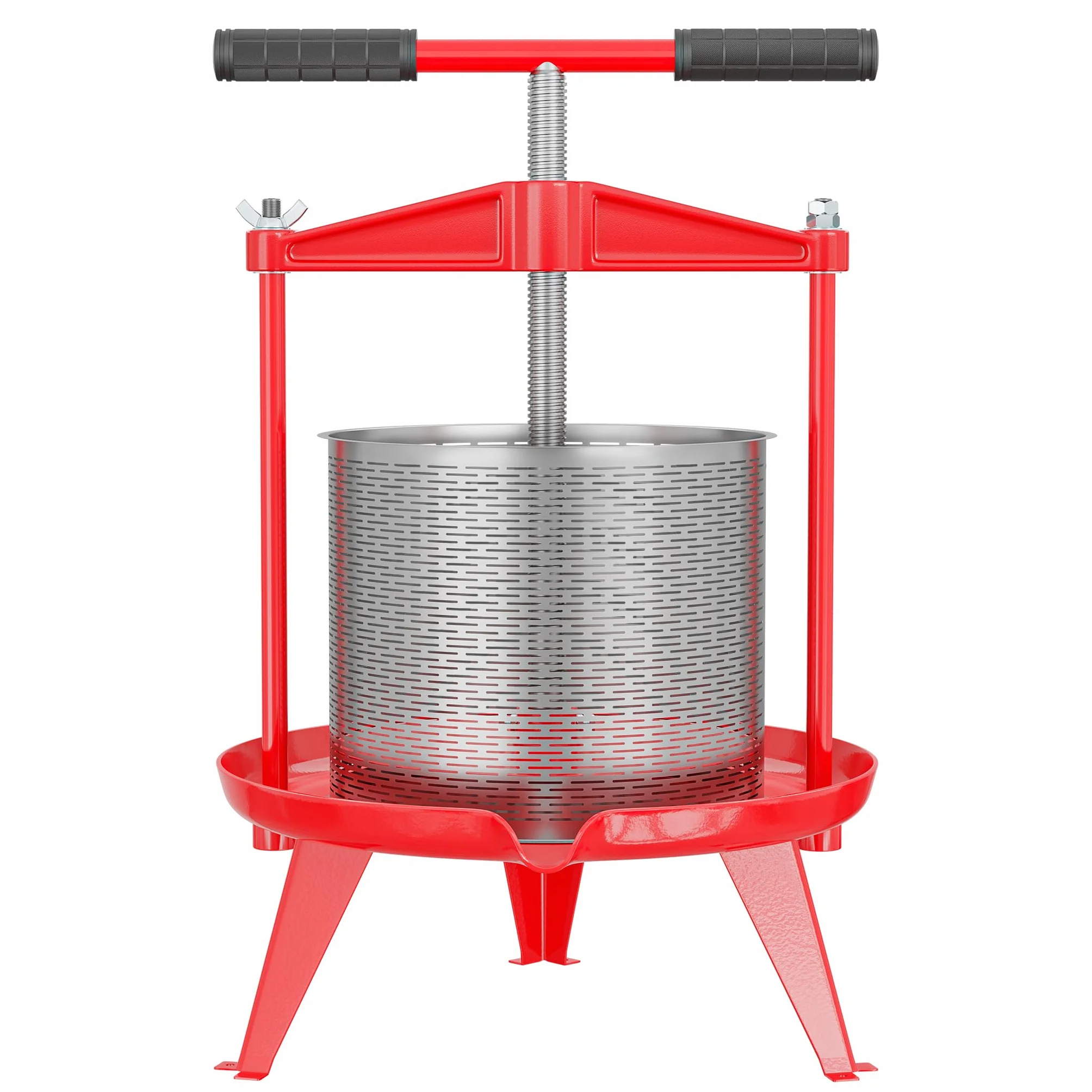 Wiltec Torchio Frutta da 14 Litri, cestello in Acciaio Inox, con treppiede e beccuccio