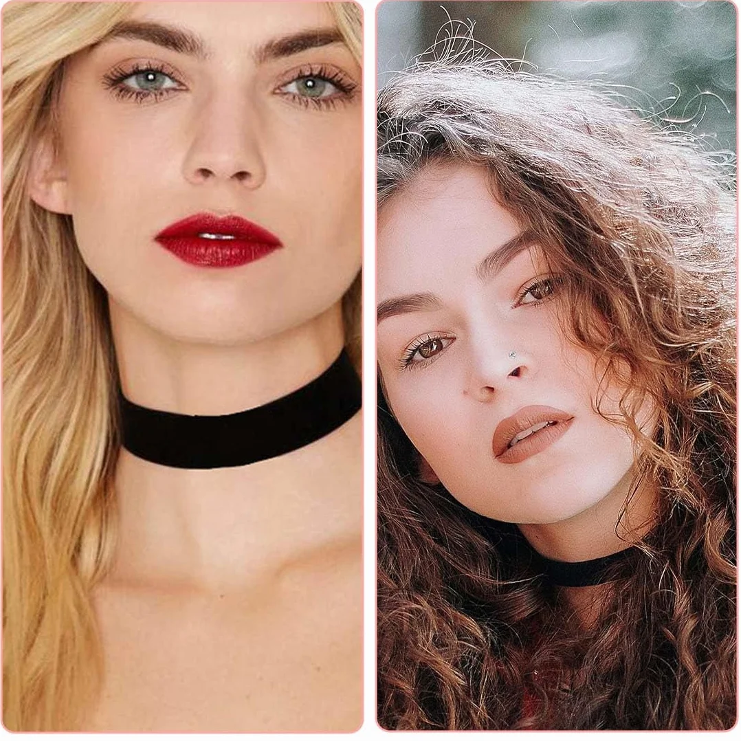Collane Choker in Velluto Nero per Donne 3 Pezzi