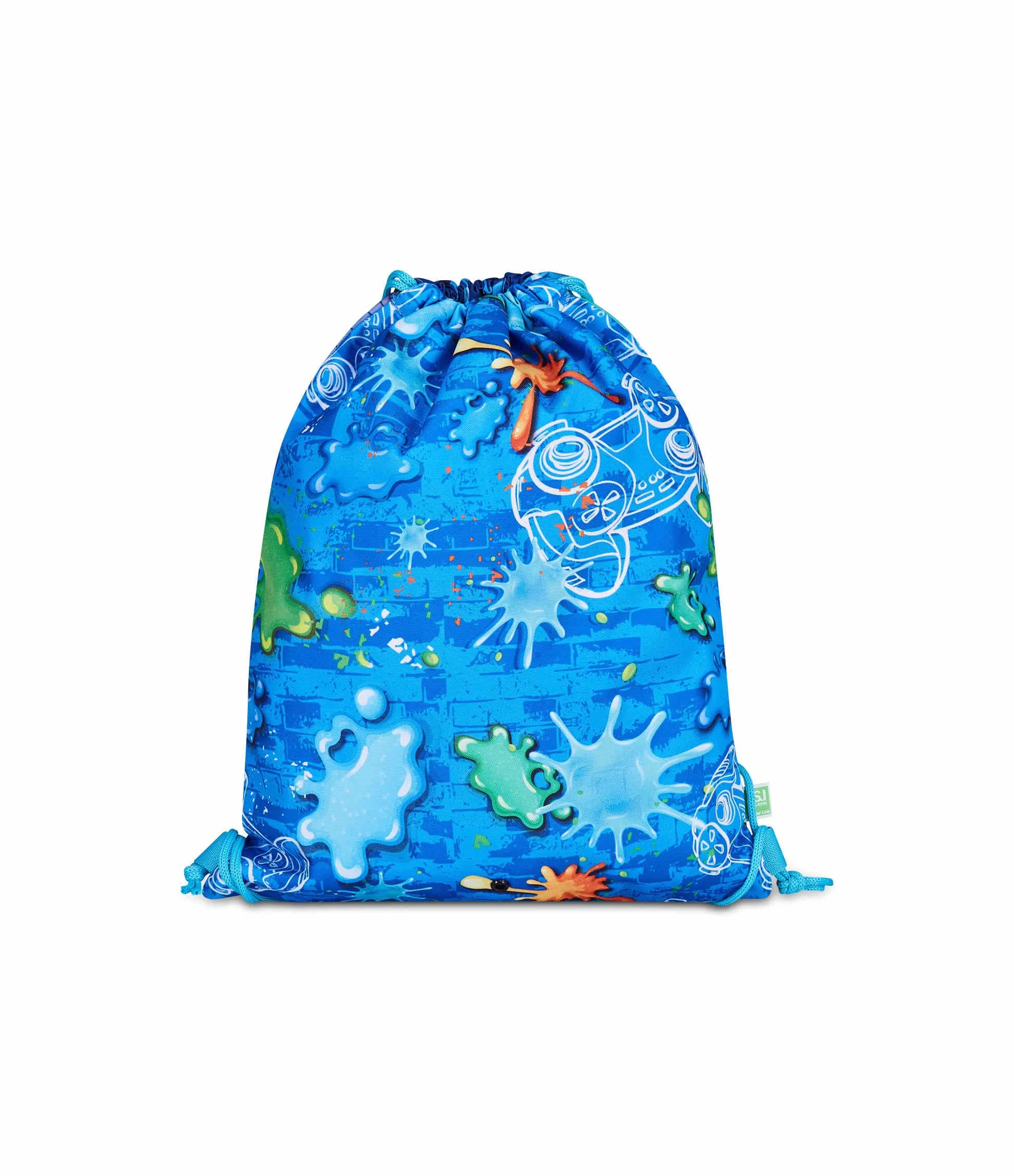 SJ GANG STYLE JAM GANG Sakky Bag JOYFUL PINS BOY, Blu, Sacca con ampio scomparto principale, Apertura coulisse, Scuola, Sport, Bambino