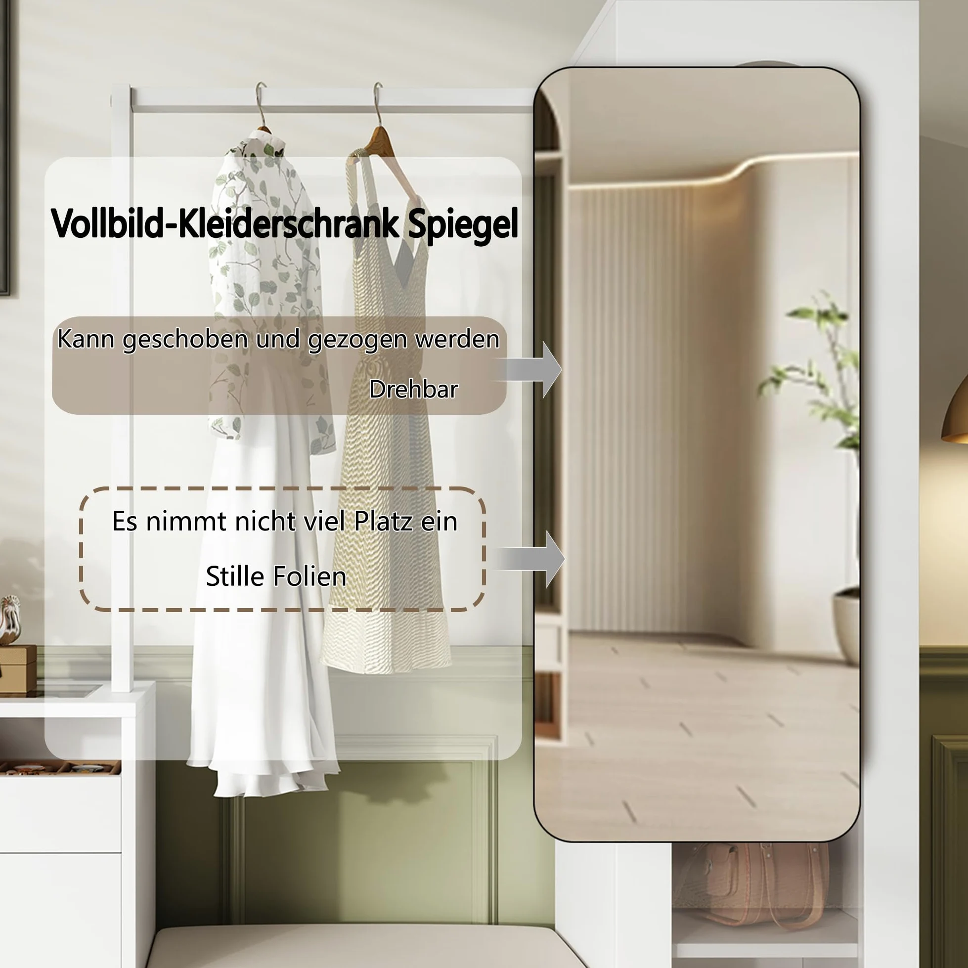 Azkoeesy Set appendiabiti multifunzionale con luce LED, 6 in 1, bianco, moderna combinazione di ingresso con scarpiera | panca imbottita | vetrina in vetro | specchio in vetro | asta appendiabiti |