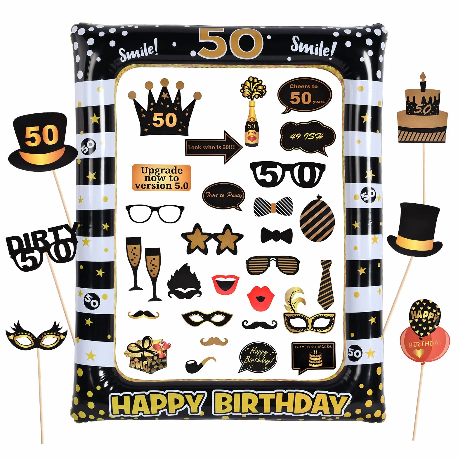 Flintronic Photo Booth Compleanno Accessori, Gadget 50 Anni Fai da Te