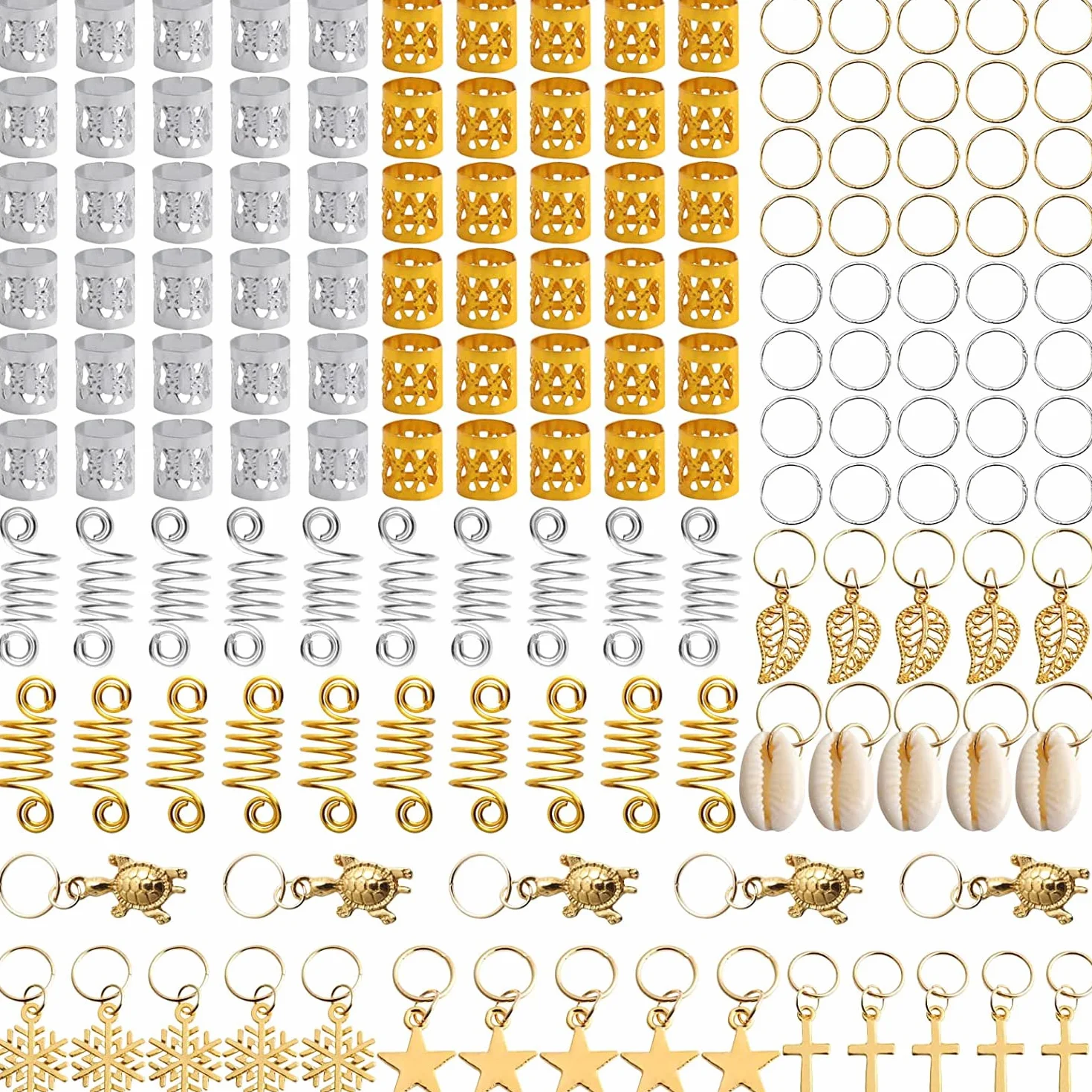 ZOCONE Anelli Capelli Trecce Alluminio Perline Dreadlocks Accessori Donna Ragazza Oro Argento