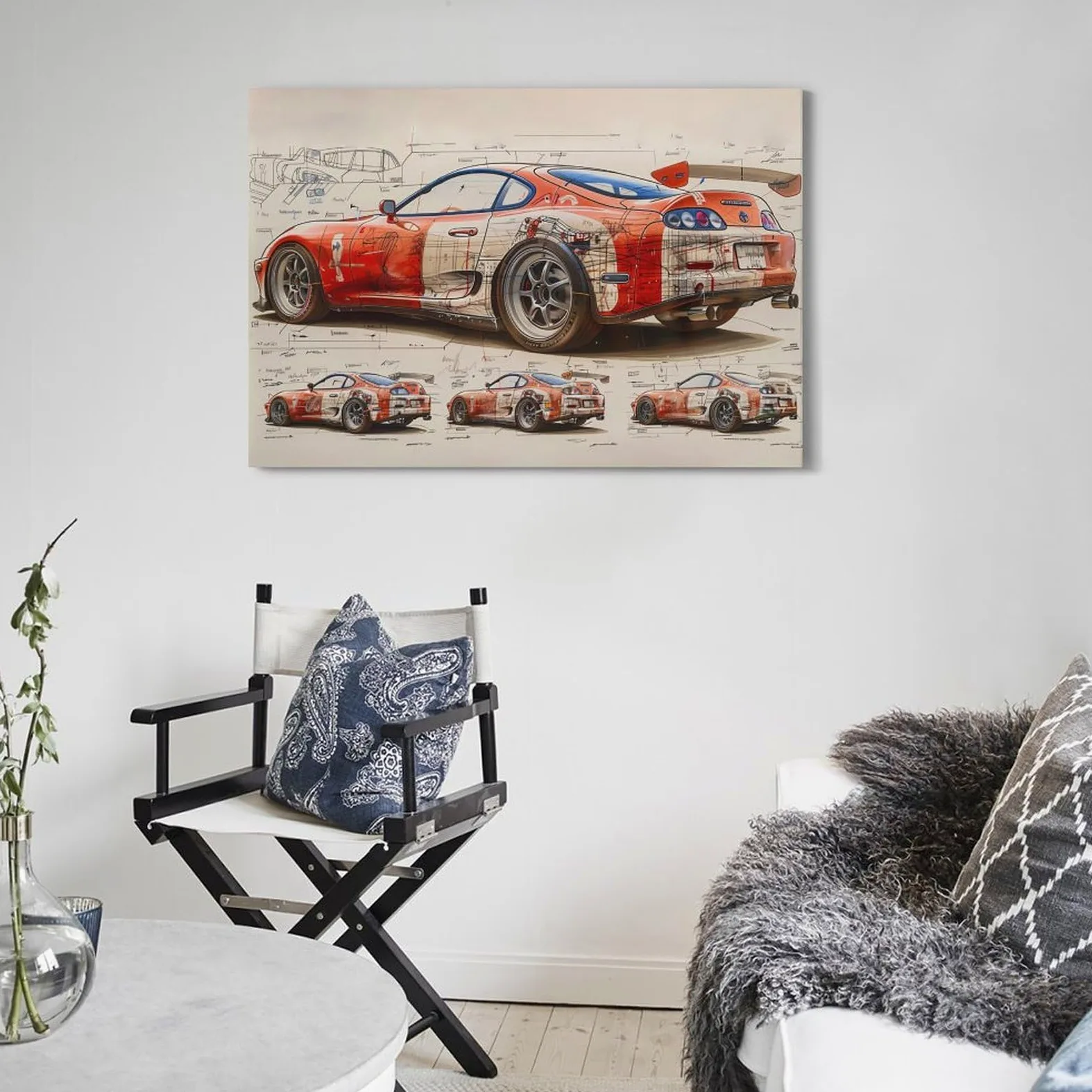 YRNQ Poster su tela con auto sportiva vintage per Supra MK4 Design JDM Classic Street Racing Car Quadro su tela, 50 x 75 cm