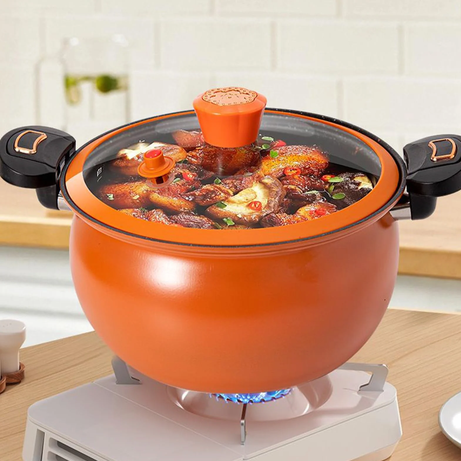 Pentola a Pressione Piccola con Coperchio Trasparente per Cucina, Zuppe e Stufati