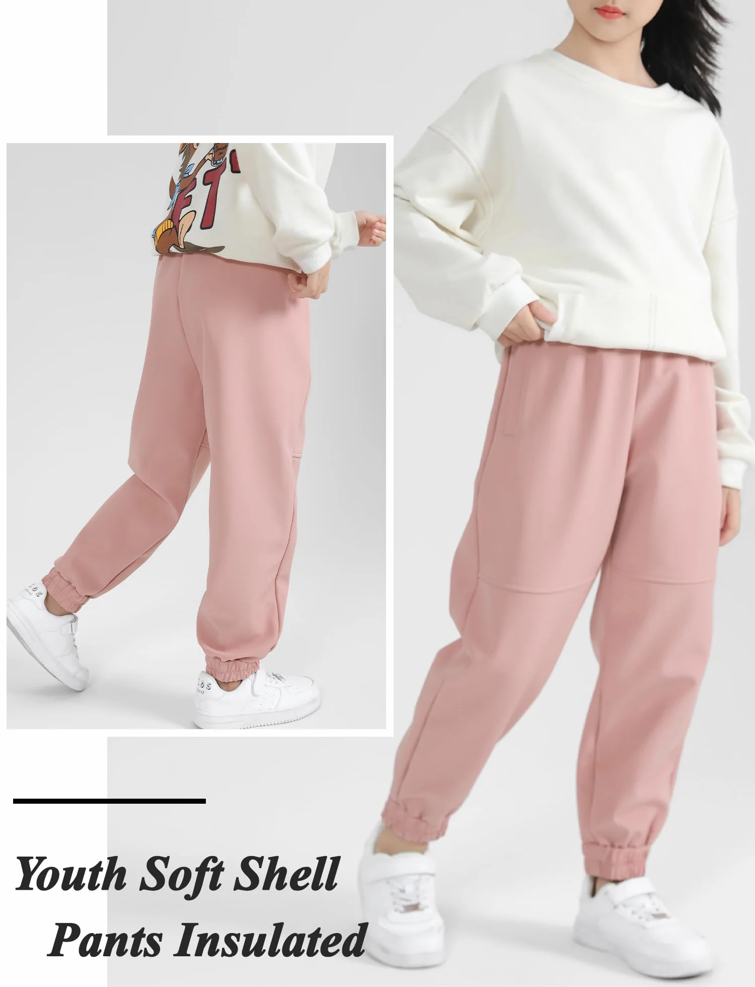AIEOE Pantaloni sportivi lunghi per bambini, atletici, pantaloni da jogging per bambini, leggings termici con spessi e caldi, impermeabili, 120-170 cm