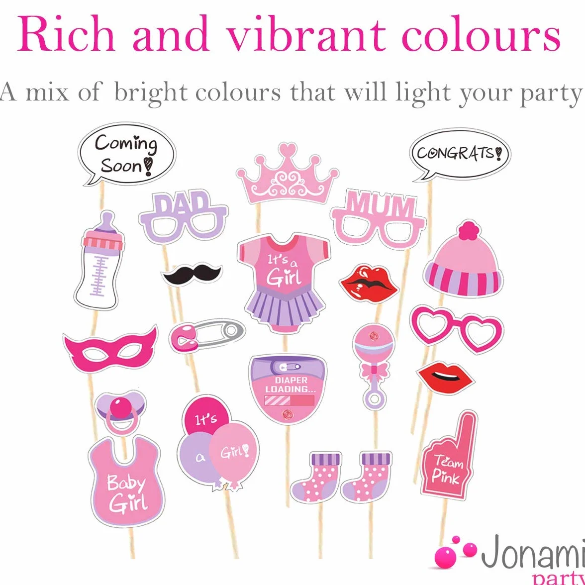 Jonami Foto Booth Props Nascita Bambina, Accessori Foto Divertenti Neonata, Photo Booth Props é Una Femminuccia Femmina. Decorazioni e Accessori di Scena per Selfie