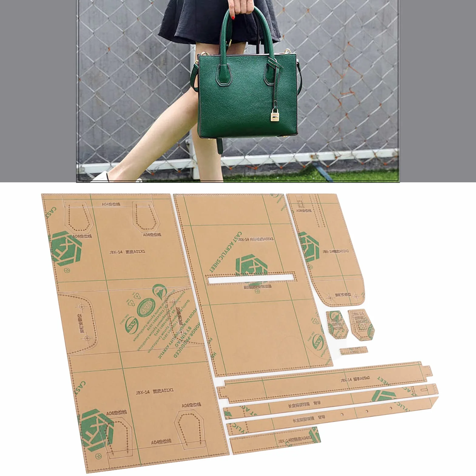 Stencil Acrilico Modello Borsetta Pelle per Realizzare Borse a Tracolla Accessori Cucito Fai da Te
