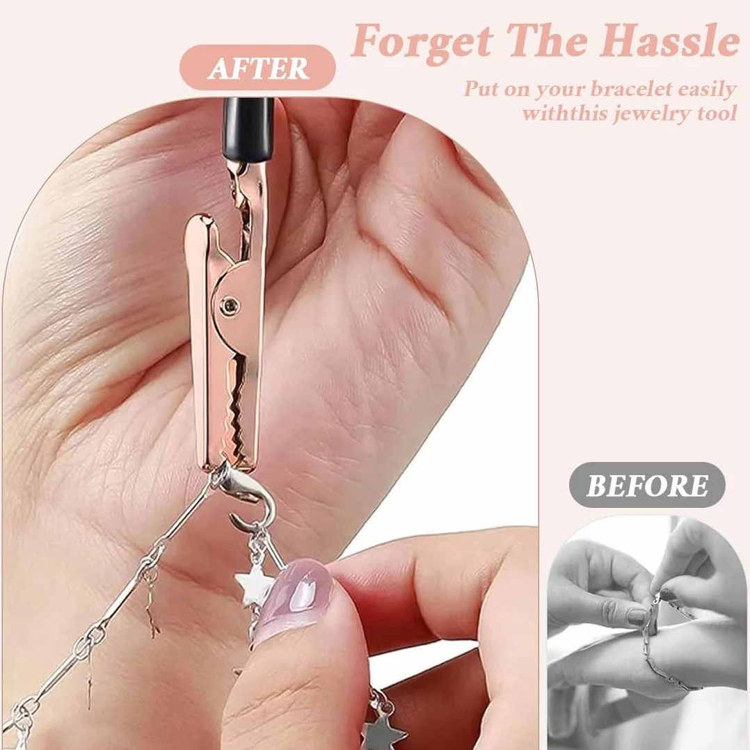2 Pezzi Ausili per Braccialetti di Gioielli, Chiusure per Braccialetti, Ganci per Braccialetti, Agganciamento a Sgancio Rapido per Gioielli Cerniere Lampo e Chiusure (Rose Gold)