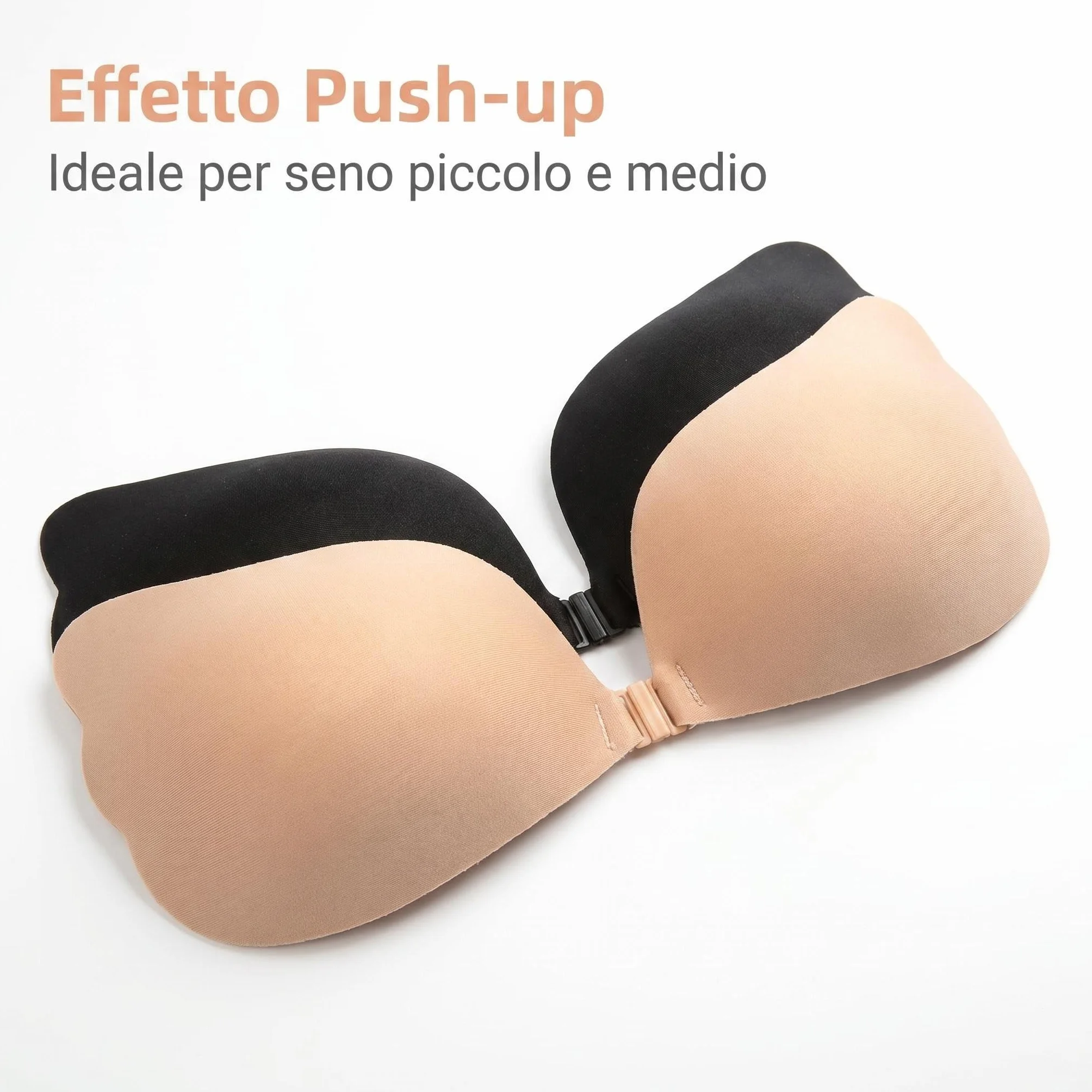 QM Reggiseno Adesivo Push Up per Seni Piccoli e Medi, Invisibile Senza Spalline, Chiusura Frontale, 2 Paia