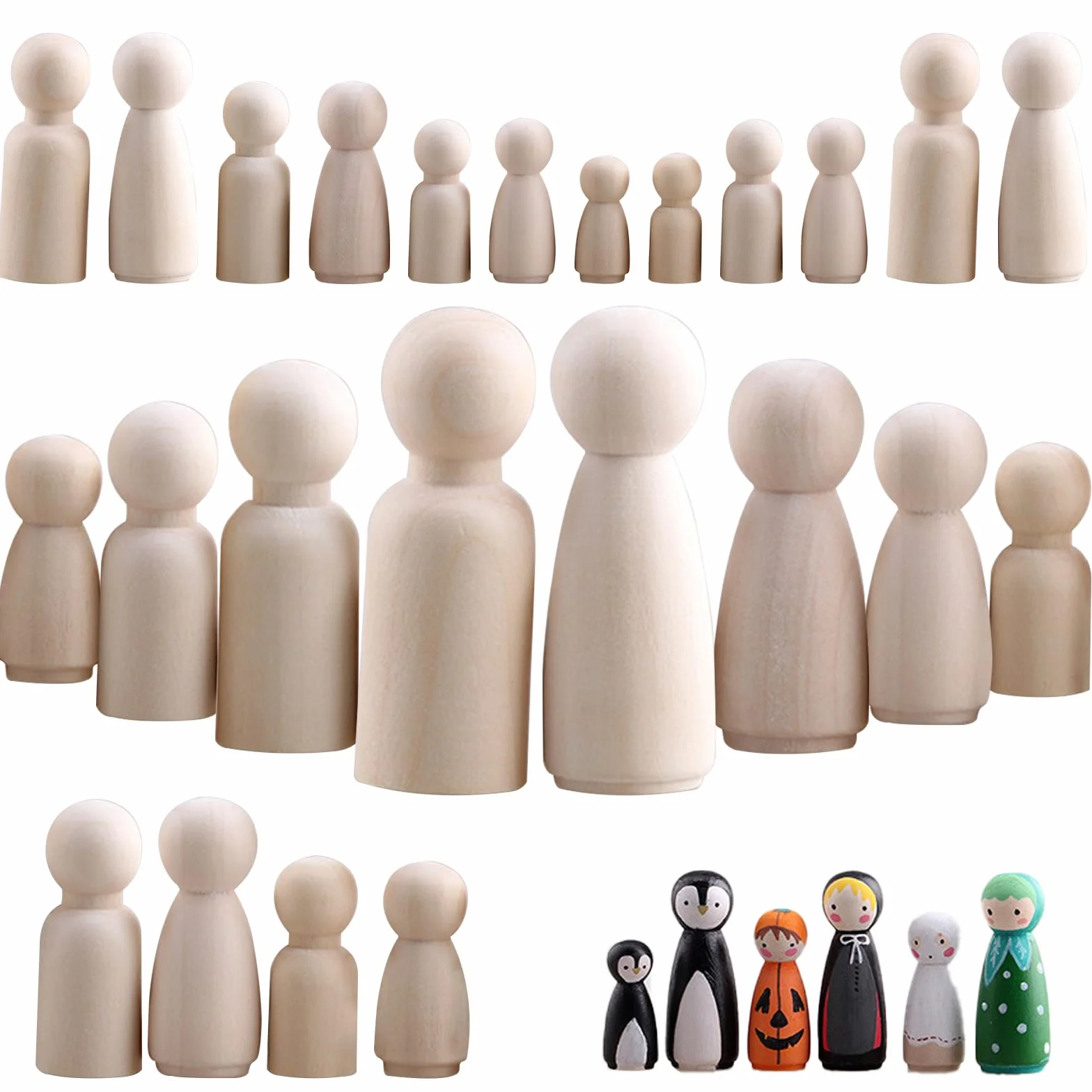 50 Pcs Non Finite Bambola, Bambole a Pioli in Legno, Omini Legno Fai-Da-Te, Figure Familiari da Dipingere, per Lavori Fai da Te Creazioni Artistiche e Painted