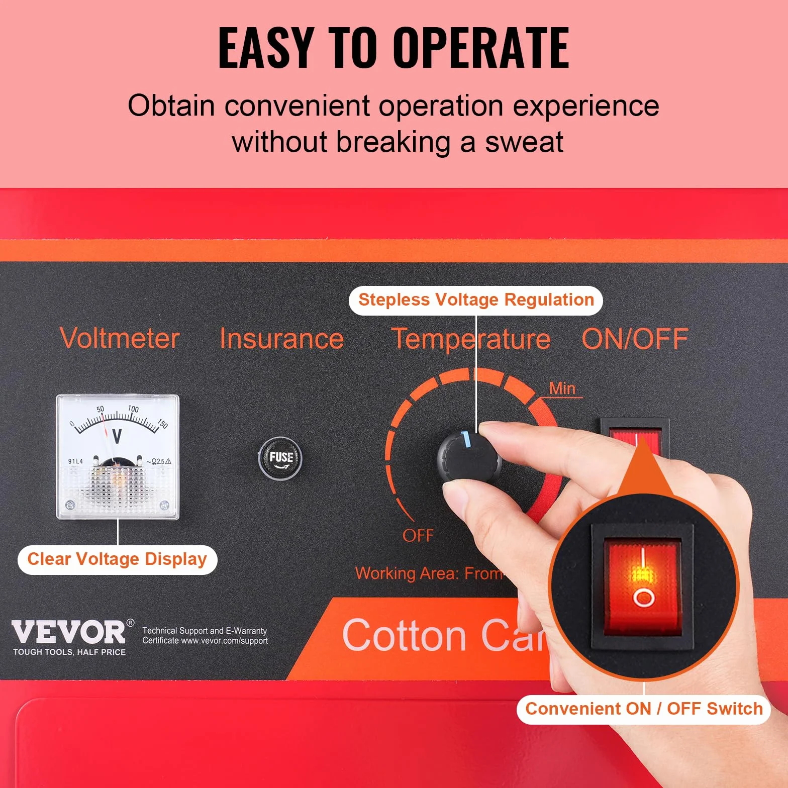 VEVOR Macchina per Barba da Papà Elettrica 1000 W, Dispositivo per Barba da Papà Commerciale con Coperchio Rosso, Ciotola in Acciaio Inossidabile, Cucchiaio da Zucchero, Cassetto, per Fare Caramelle
