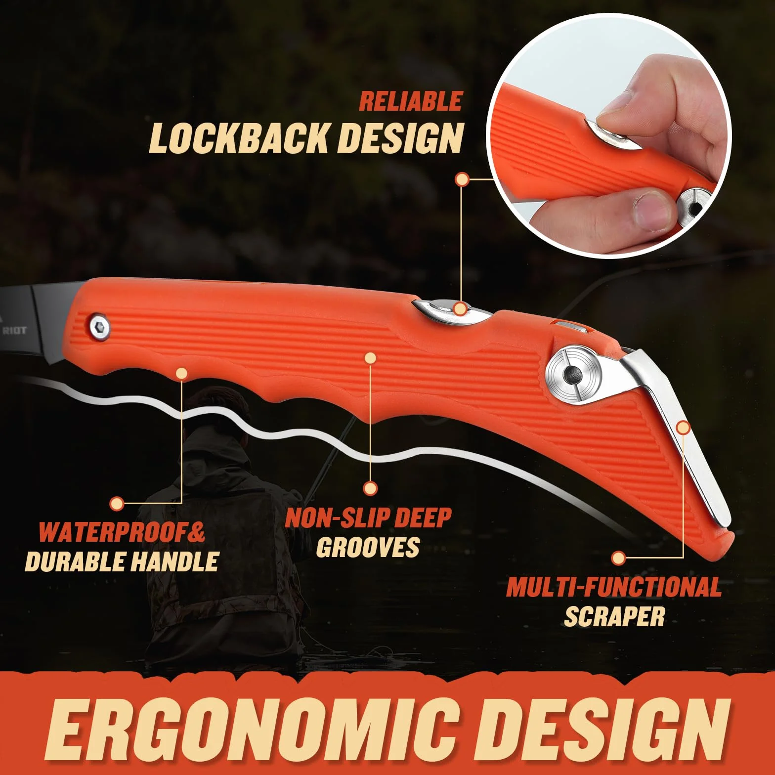 DRAGON RIOT Coltello Per Sfilettare Il Pesce Professionale, Coltello Da Pesca Pieghevole, Coltello Da Pesce In Acciaio Inox Con Manico Antiscivolo, Coltello Da Esterno Per Pesce E Carne