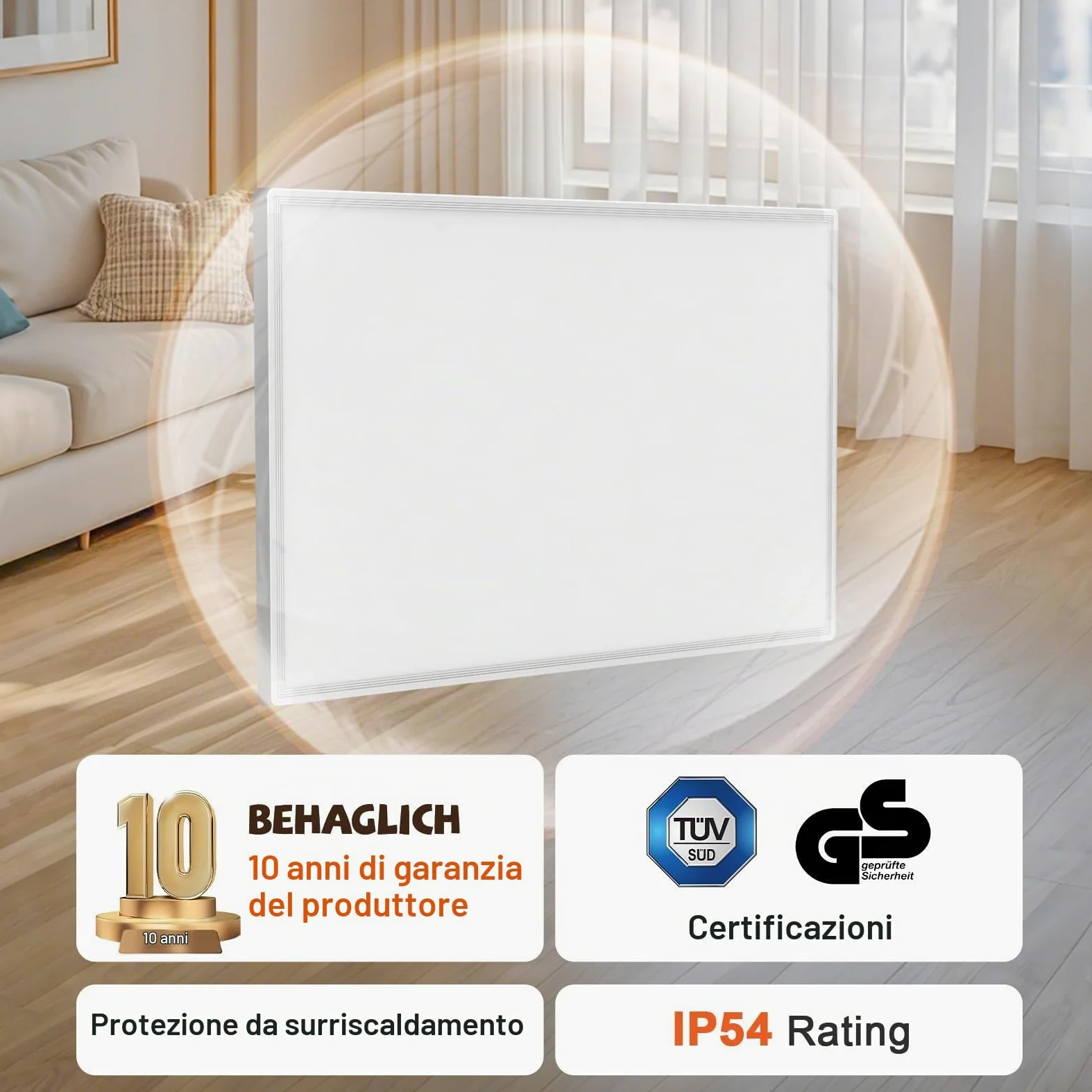 Pannello Radiante Infrarossi 800W, Stufetta Elettrica da Bagno | Riscaldamento al Grafene, Installazione a Parete, Termostato, Risparmio Energetico, Silenzioso, TÜV, Aurora Boreale