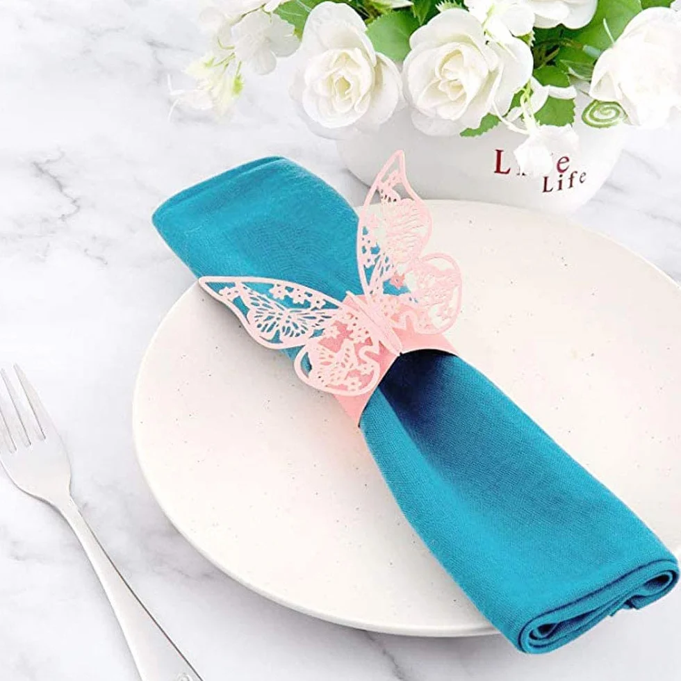 LATRAT 50 pezzi di carta 3D farfalla tovaglioli anelli porta tovaglioli banquet decorazione da tavolo portatovaglioli per matrimonio, hotel, tavolo, decorazione per feste