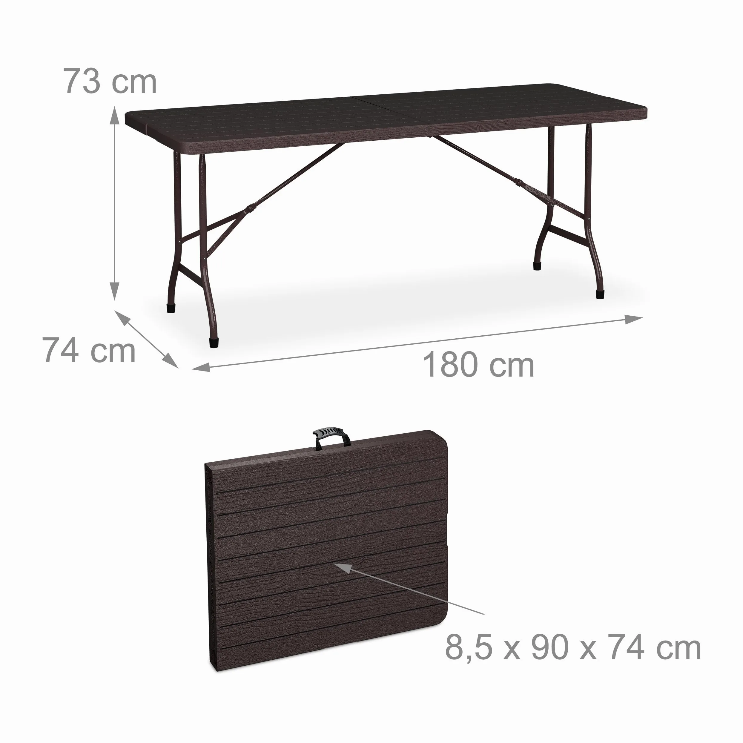 Relaxdays Tavolo da Birreria con Panche, Set da Giardino, Panchine e Tavolino 180 cm Pieghevoli, Aspetto Legno, Marrone