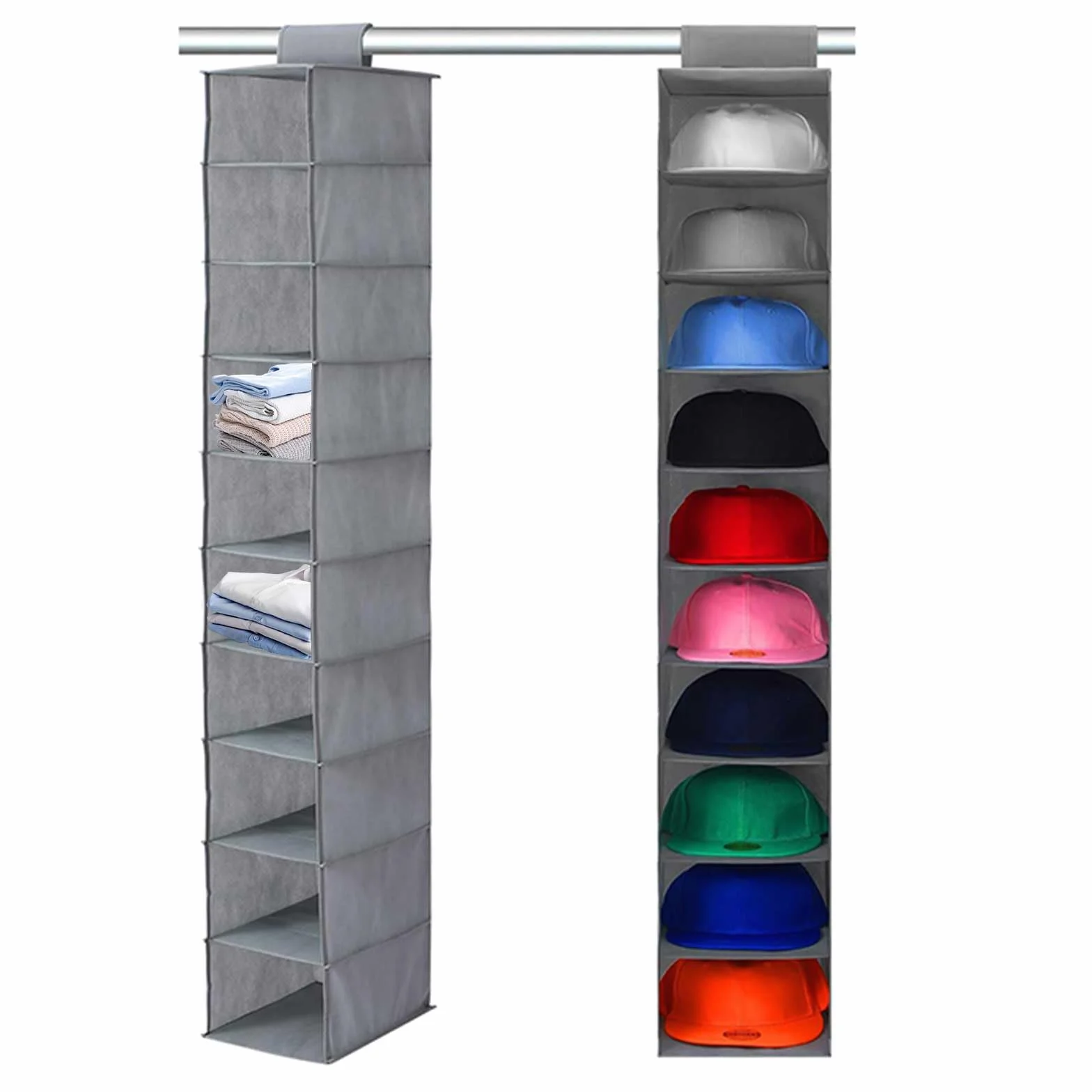 Scarpiera da appendere per armadio, 10 sezioni, organizer per scarpe, vestiti, cappelli
