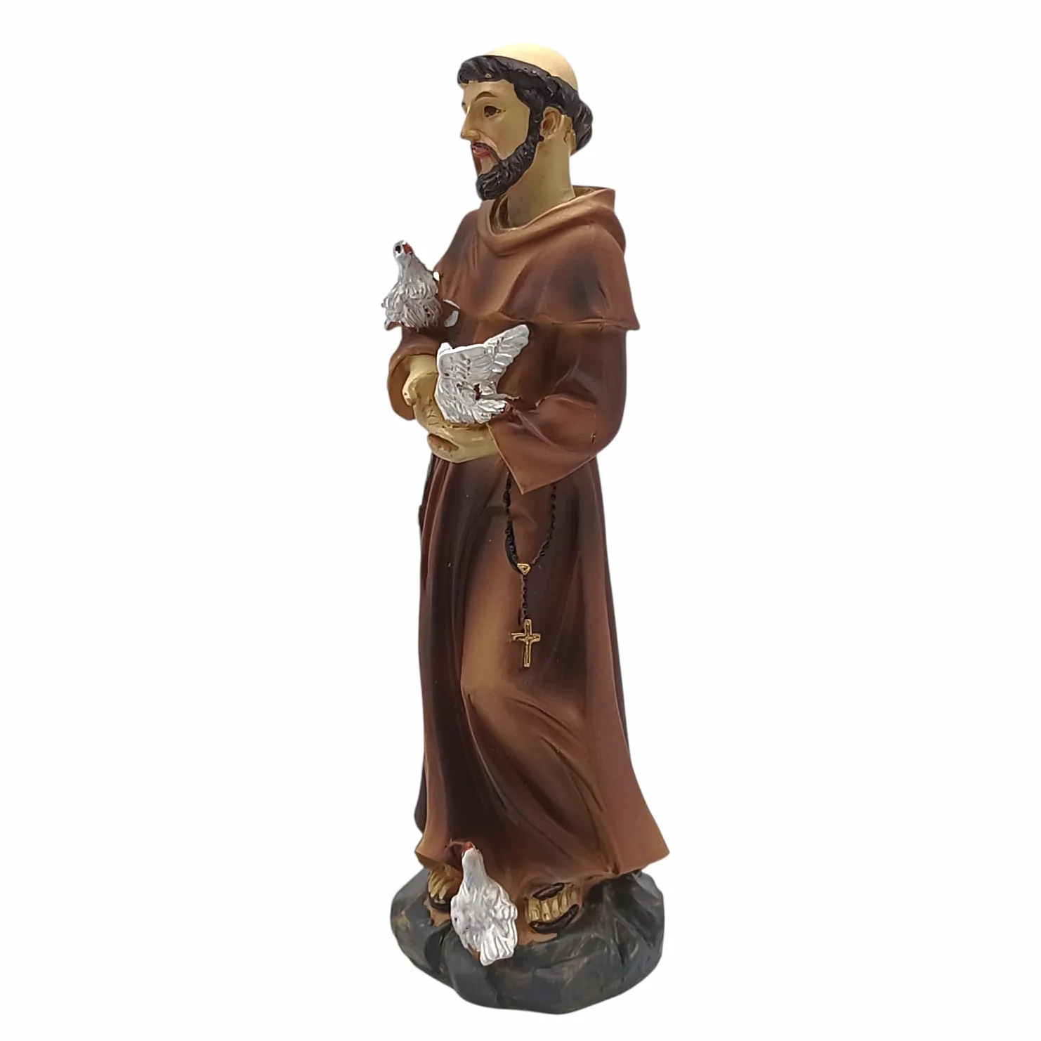 Statua San Francesco D'Assisi Resina 13 cm Decorata a Mano