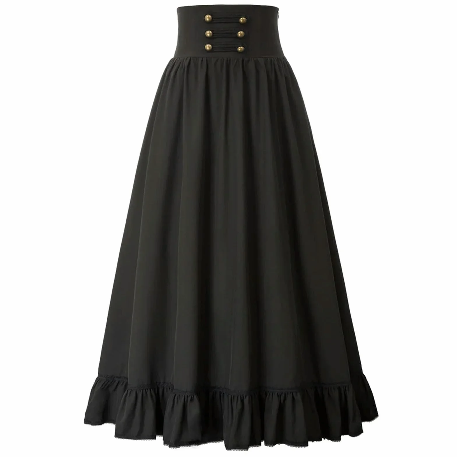 Gonna da Donna Abiti Estivi Gonna Lunga Vita Alta Orlo con Volant Linea ad A Abito da Festa Casual Pieghettato in Vita Elastica Nero M