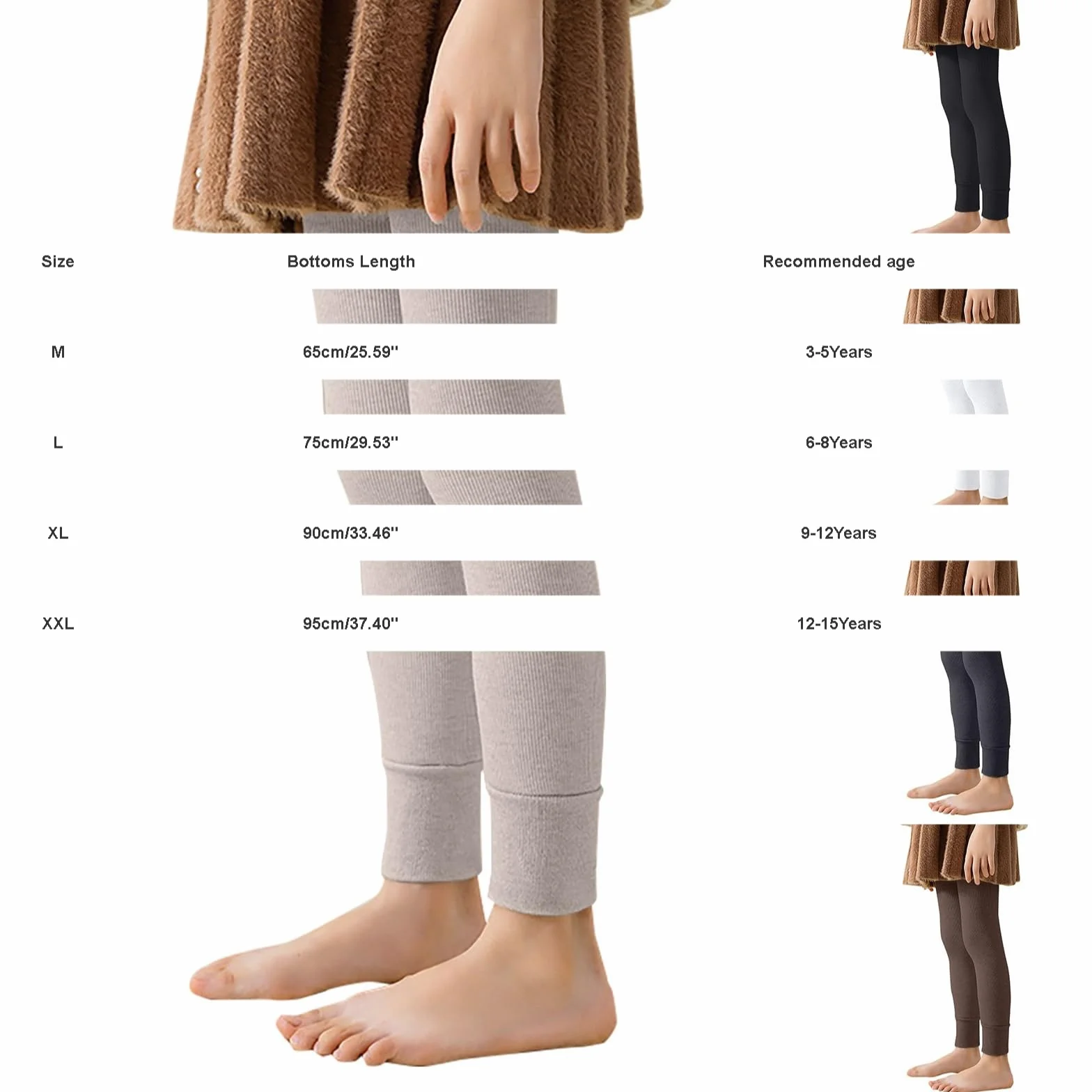 Leggings termici a coste per bambini, morbidi, elasticizzati, caldi, comodi, per ragazzi e ragazze, per il freddo, uso quotidiano, scuola