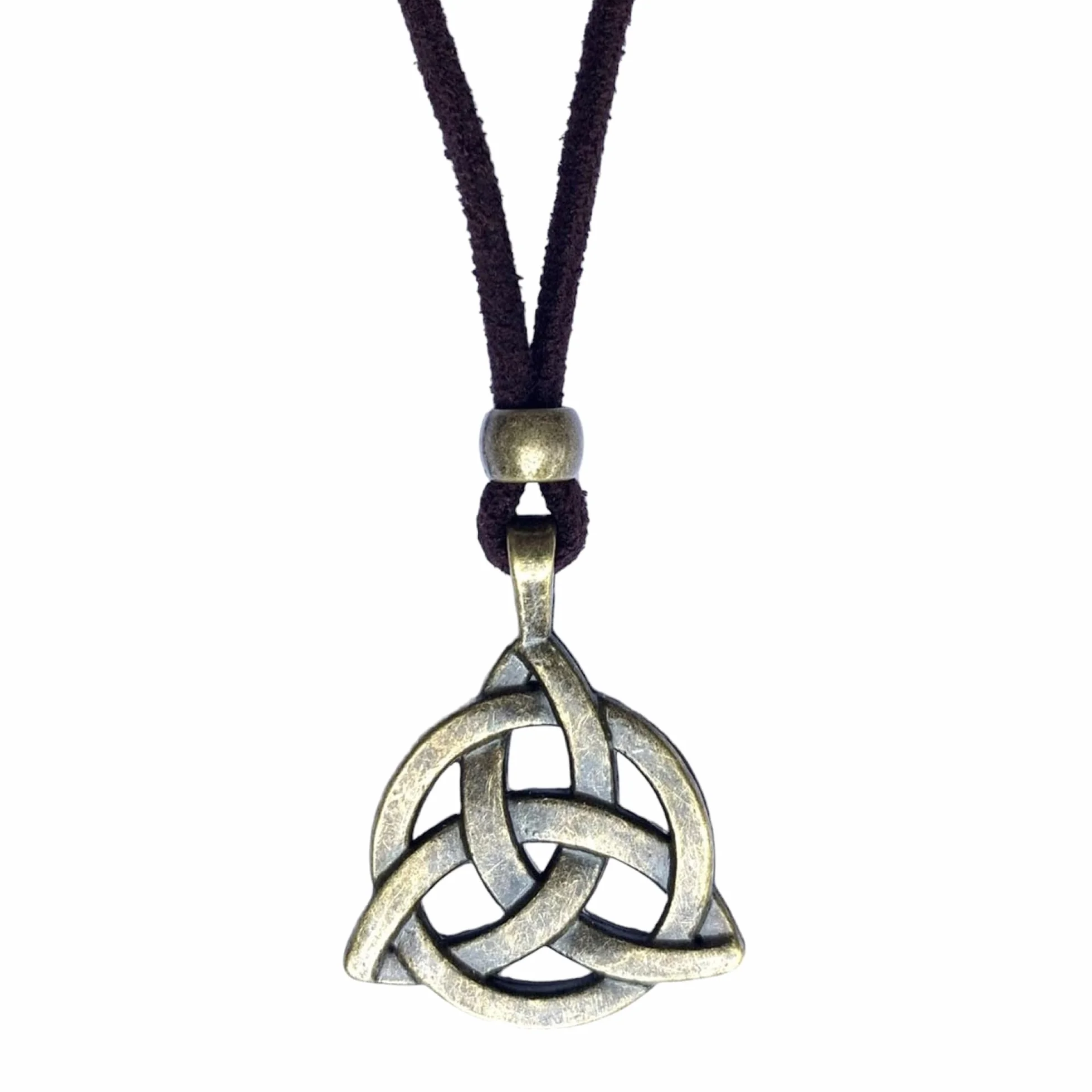 Collana Celtica Donna Uomo con Ciondolo Triquetra Nodo della Trinità in Argento Antico o Bronzo - Amuleto di Protezione Regolabile