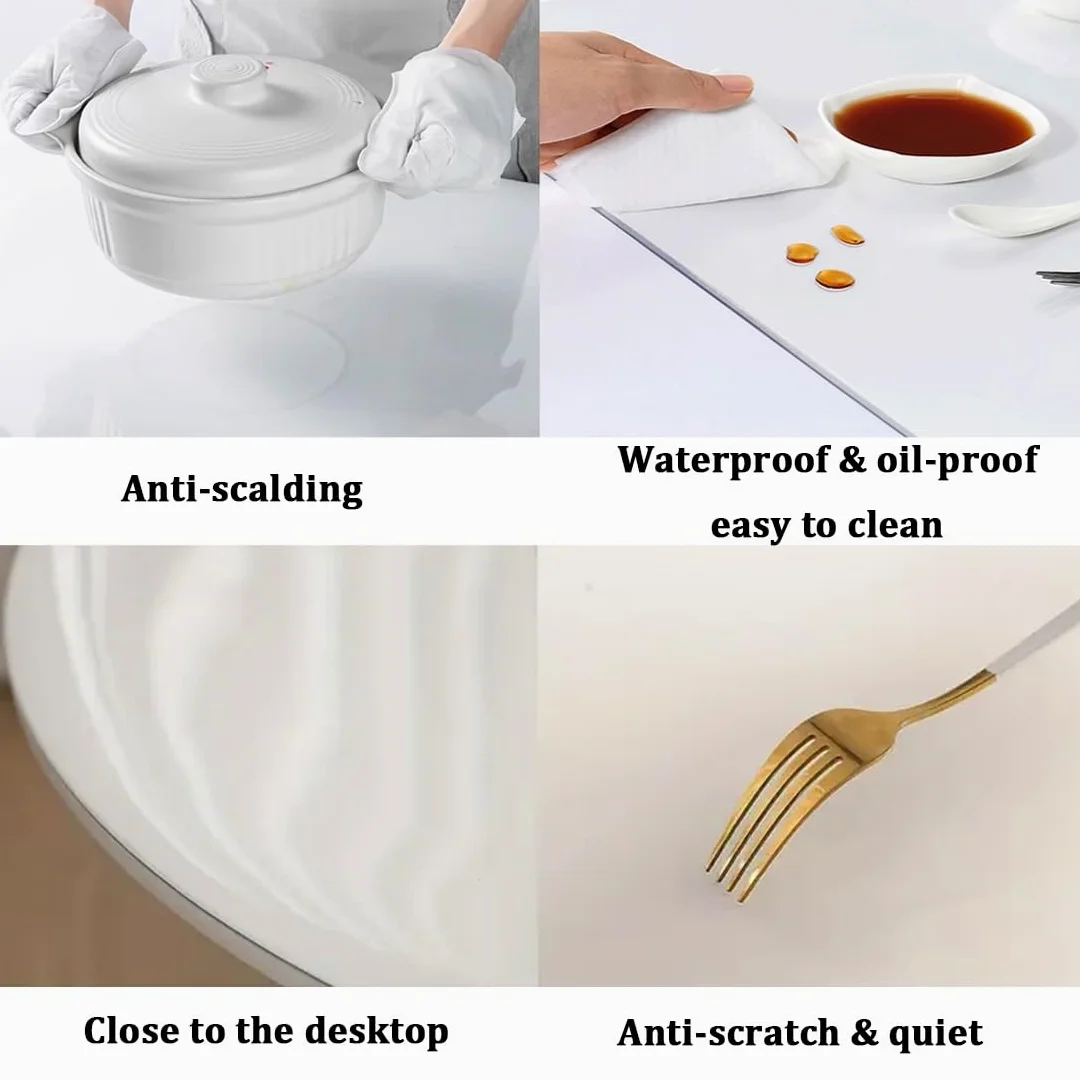 Plastica Rotondo Tovaglia Trasparente per Tavolo da Pranzo Copritavolo Protezione per scrivania Spessore 1mm Impermeabile Sottomano da Scrivania 45/50/60/80/120cm(155cm/61in)