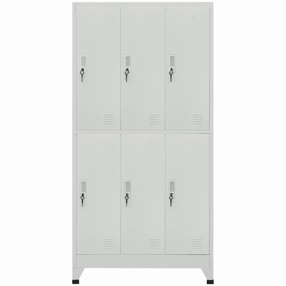 vidaXL Armadio a 6 Armadietti in Acciaio Grigio Mobiletto Ufficio Vestiario