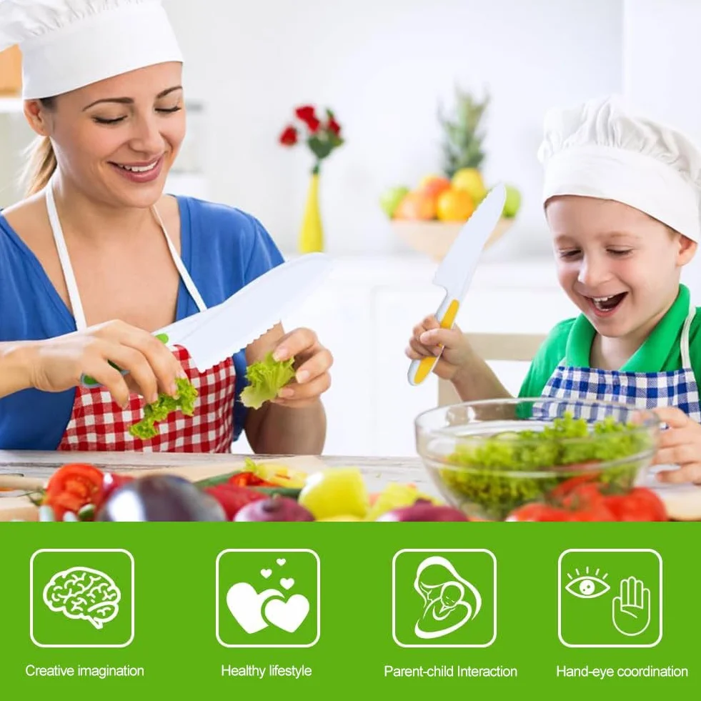 Coltelli Da Cucina per Bambini,Coltelli Di Sicurezza per Bambini,4 Pezzi Coltelli per Bambini,Coltelli Da Cucina per Bambini Set,Coltello Da Frutta per Bambini,Set Di Coltelli Da Cucina per Bambini