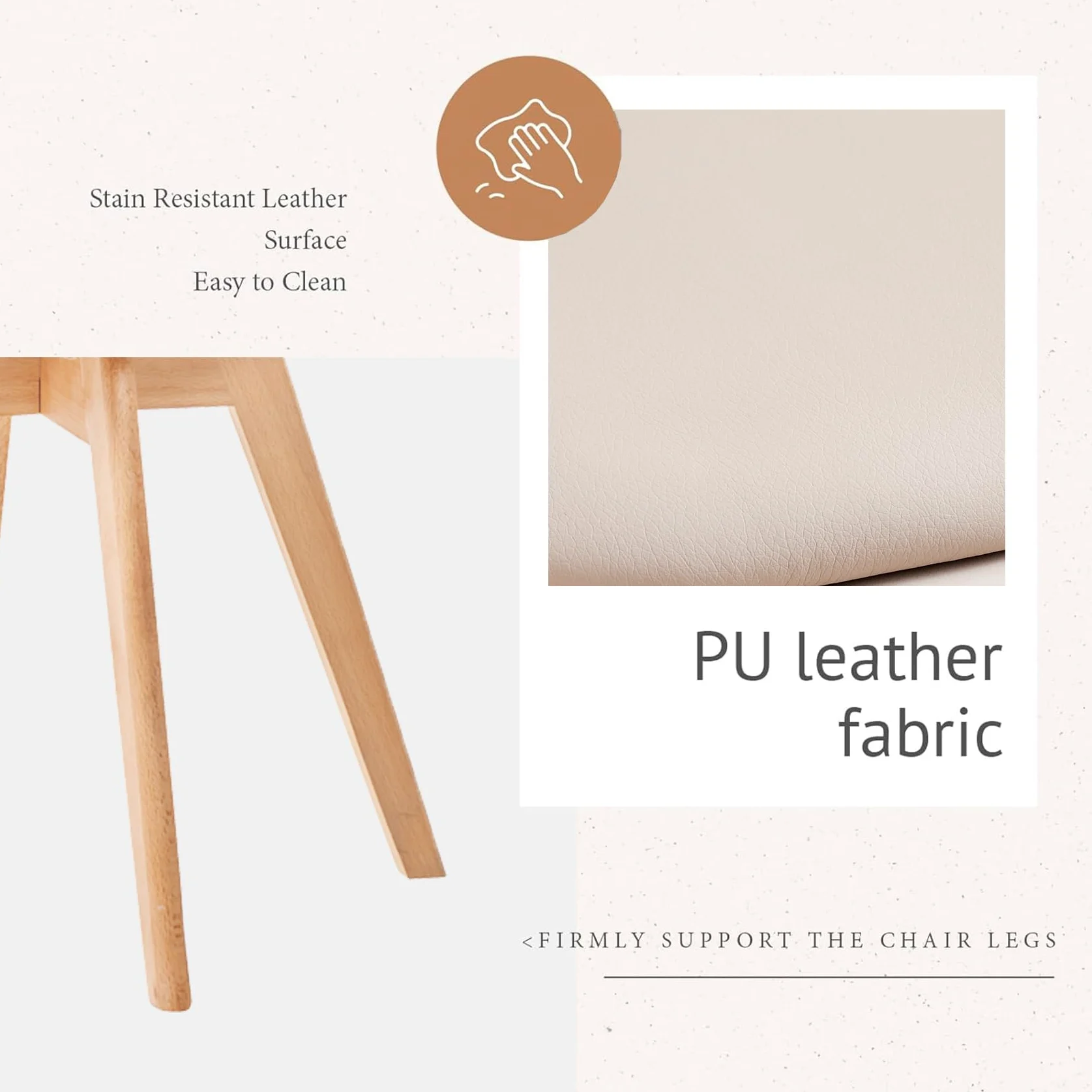 Set di 6 Sedie da Pranzo Moderne, Sedie da Cucina con Cuscini Imbottiti e Gambe in Legno di Faggio, Adatte per Camera da Letto, Soggiorno, Sala da Pranzo, Cucina - Cachi