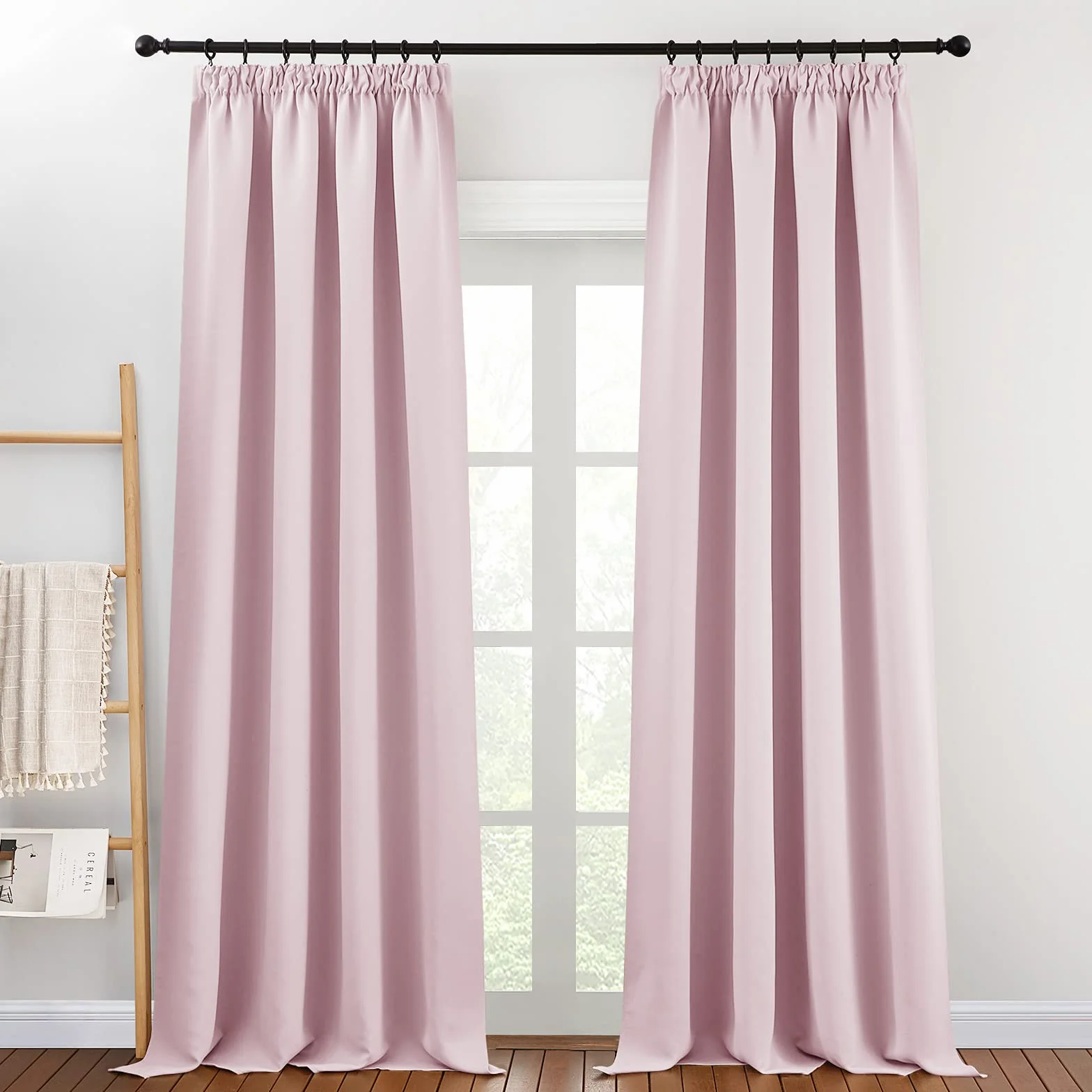 PONY DANCE Tende Oscuranti Camera da Letto per Interni Moderne Curtains Decorazioni Tenda Termica per Soggiorno con Fettuccia 2 Pannelli 140x245 CM, Rosa Chiaro